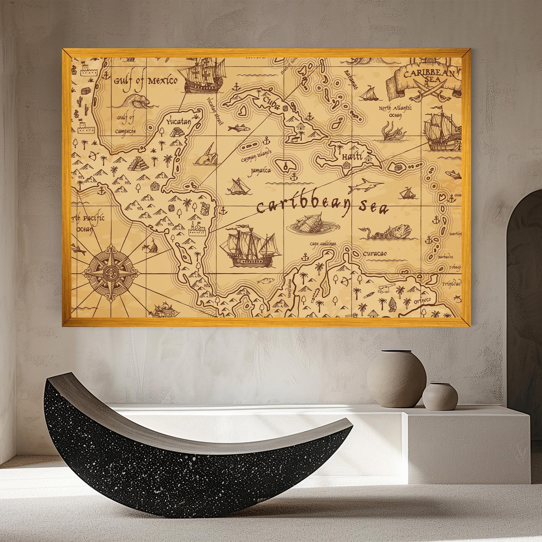Leinwandbild Caribbean Sea Map mockup 8