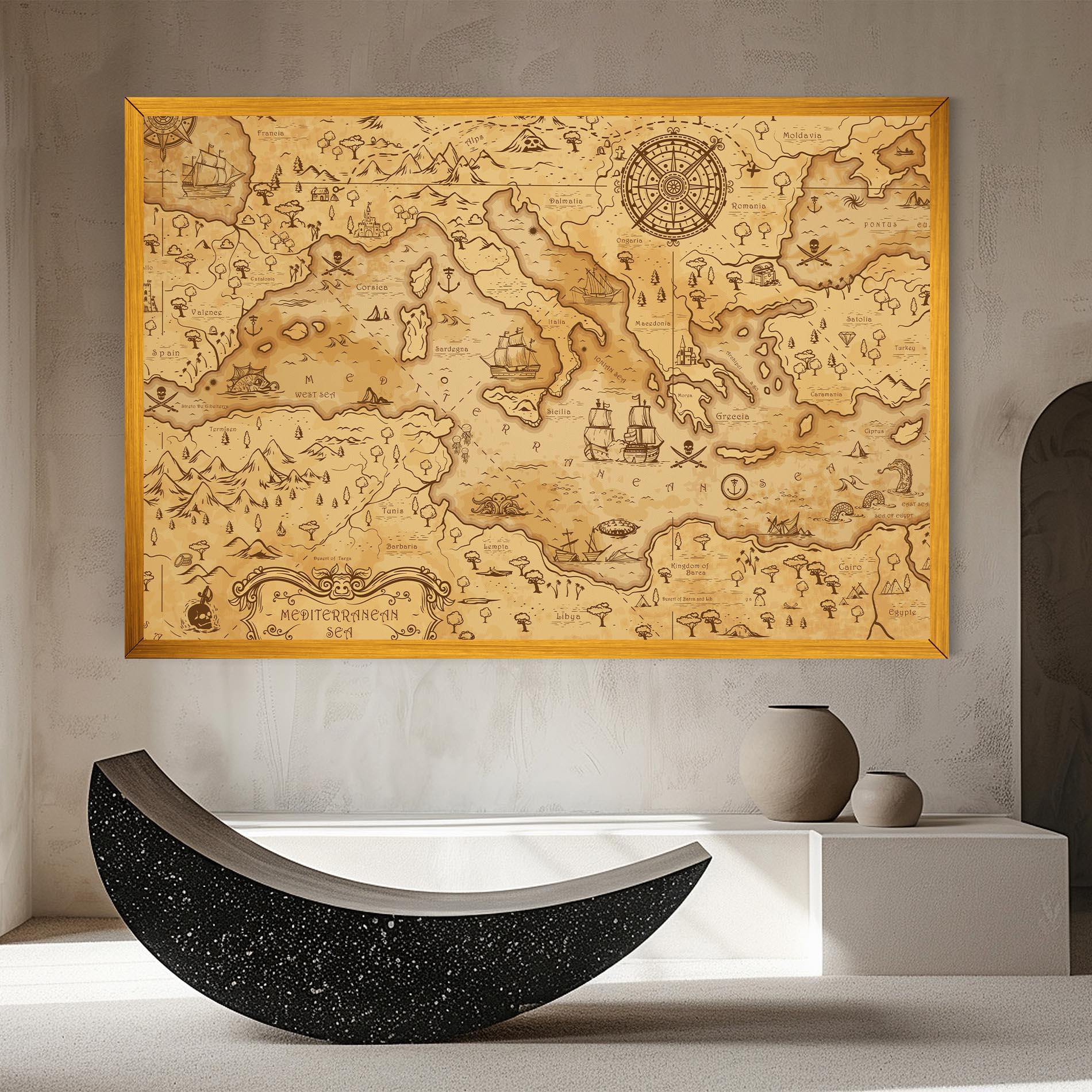Leinwandbild Cream Brown Map mockup 8