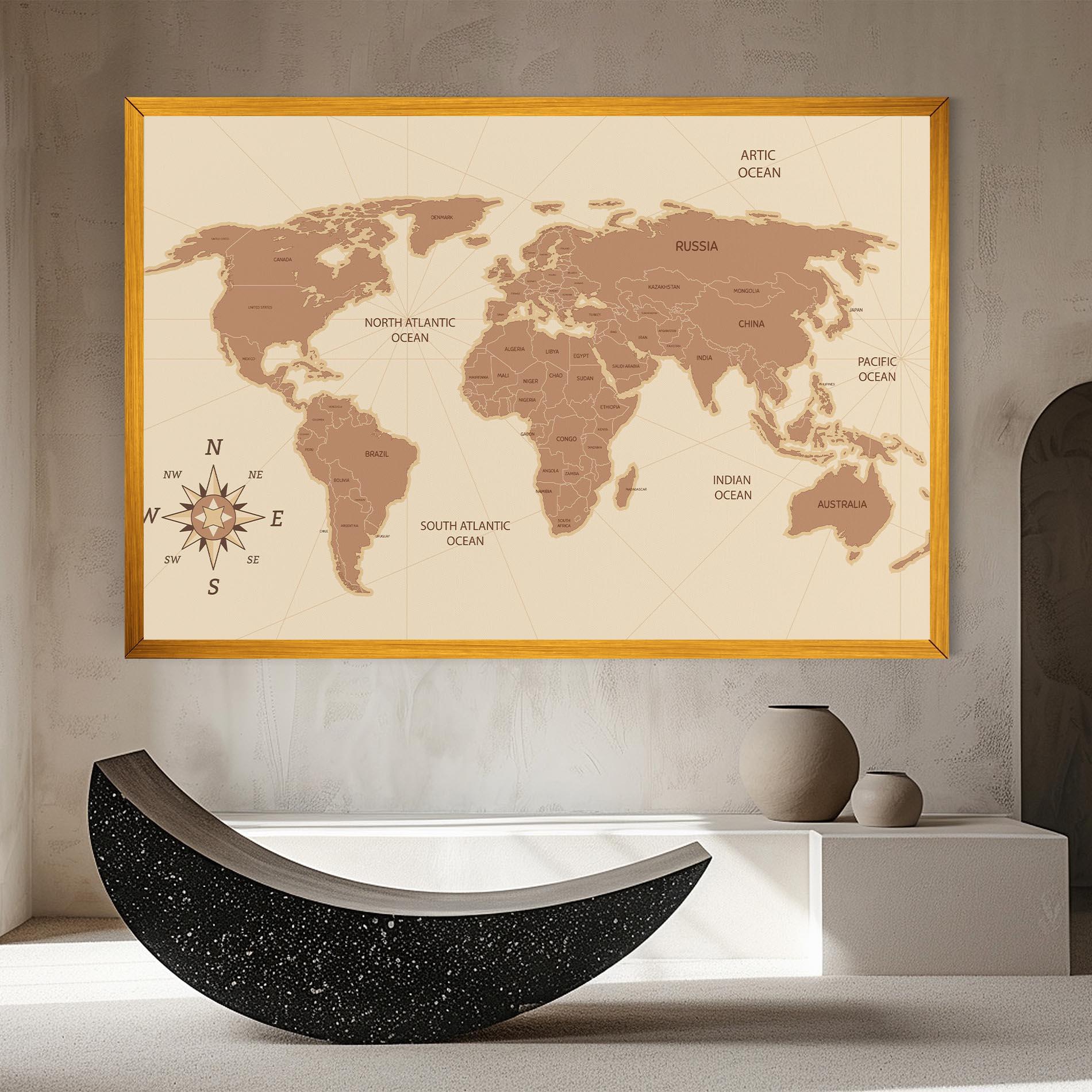 Leinwandbild Cream Map Vintage mockup 8