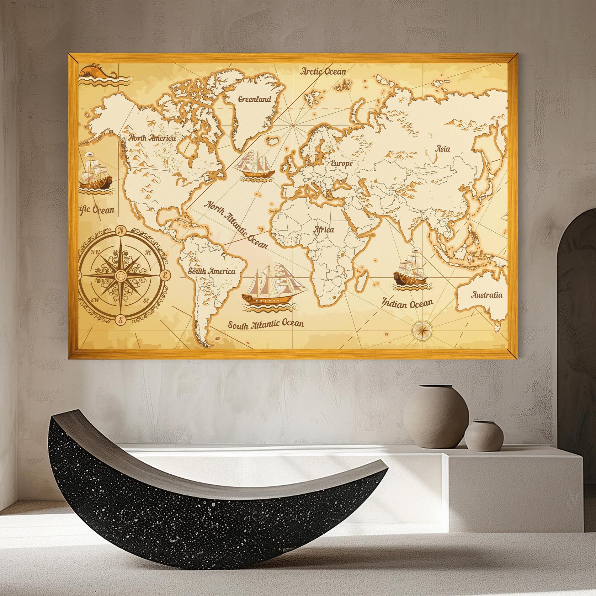 Leinwandbild Gold Old Map mockup 8
