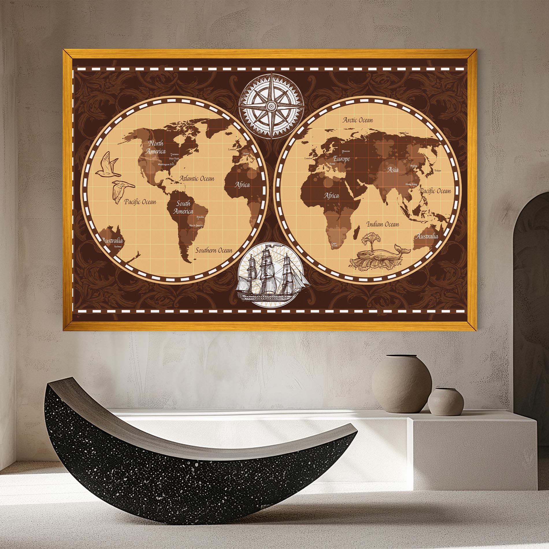 Leinwandbild Old Brown Map mockup 8