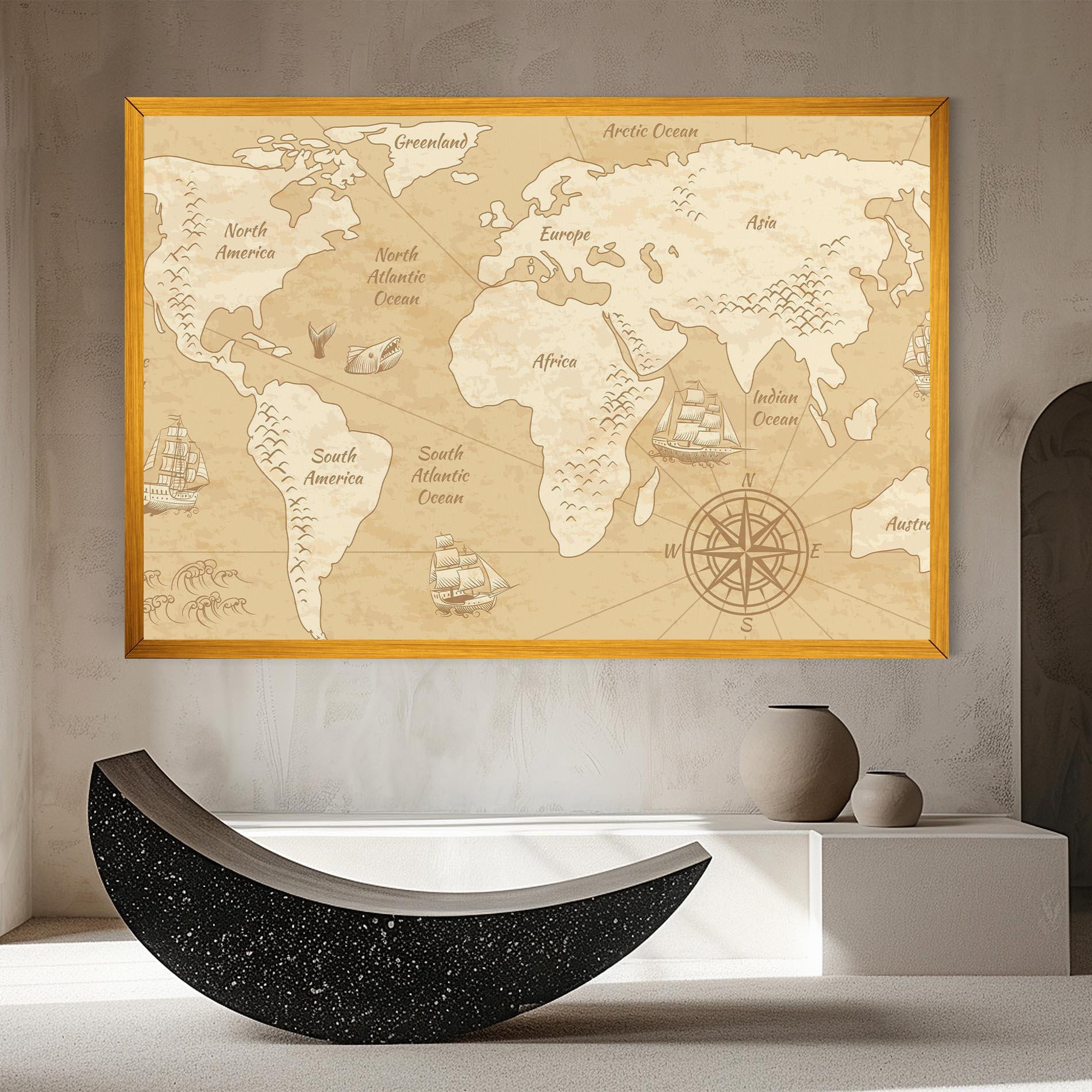 Leinwandbild Old Continents Map mockup 8