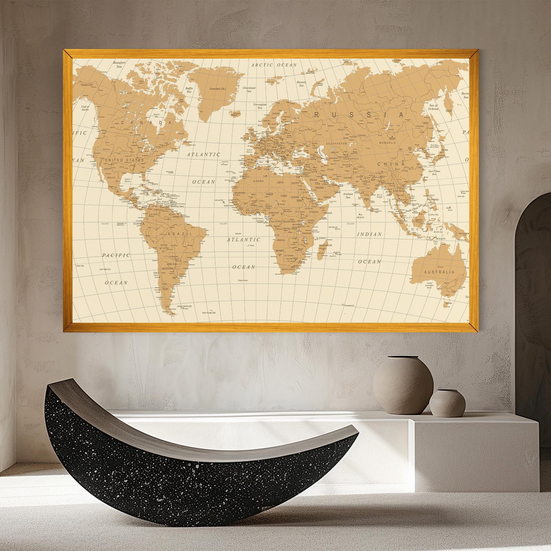 Leinwandbild Old Map Cream mockup 8