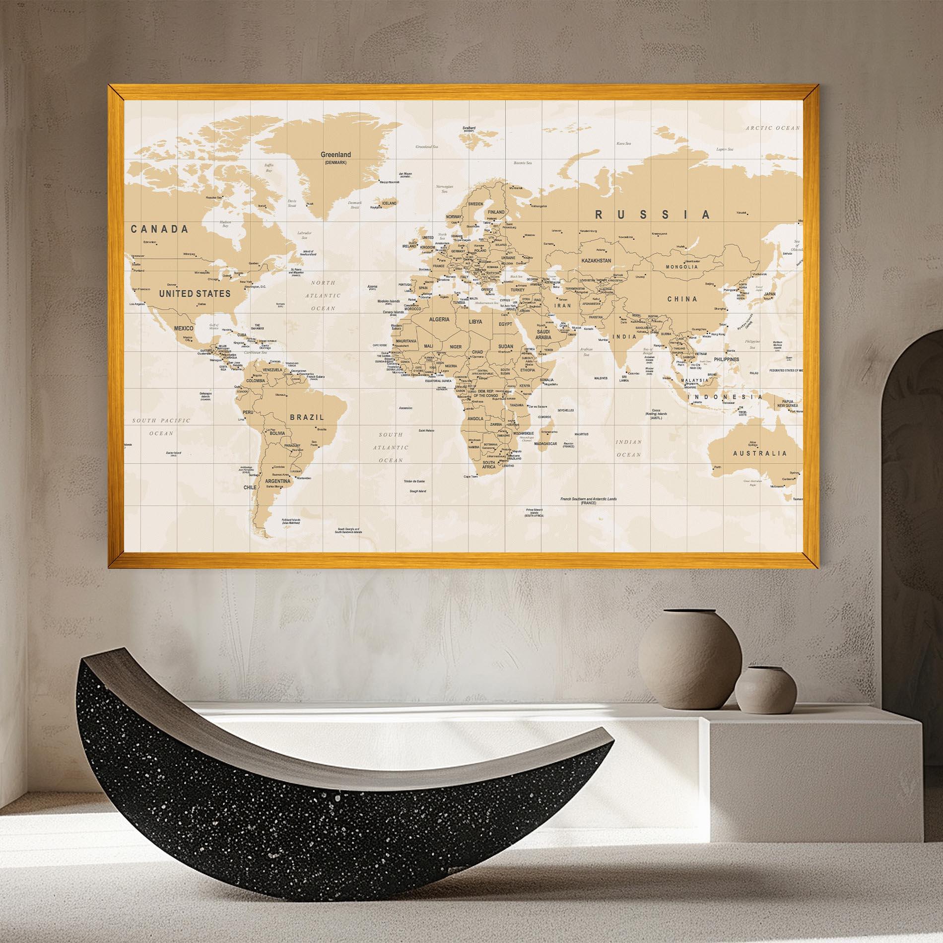 Leinwandbild World Old Map mockup 8