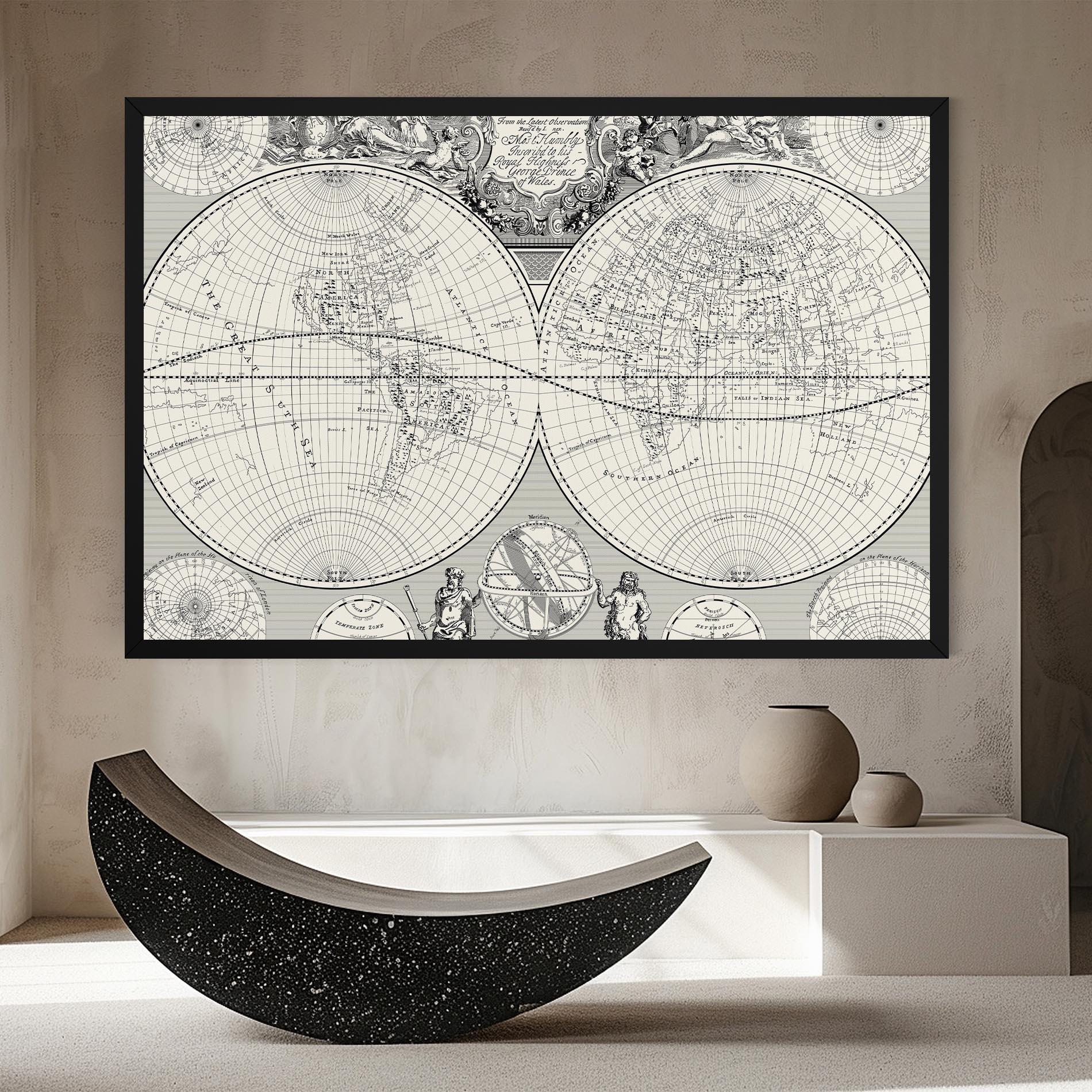 Leinwandbild Black White Map mockup 8