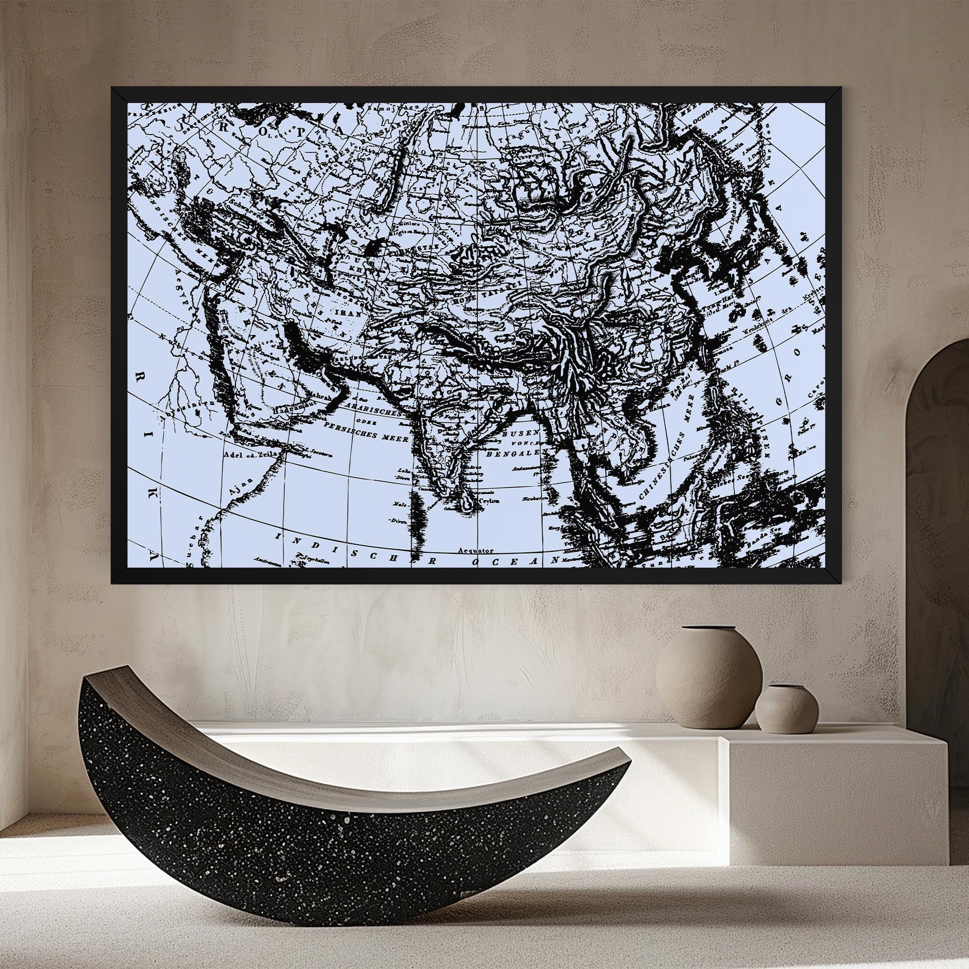 Leinwandbild Blue Old Map mockup 8