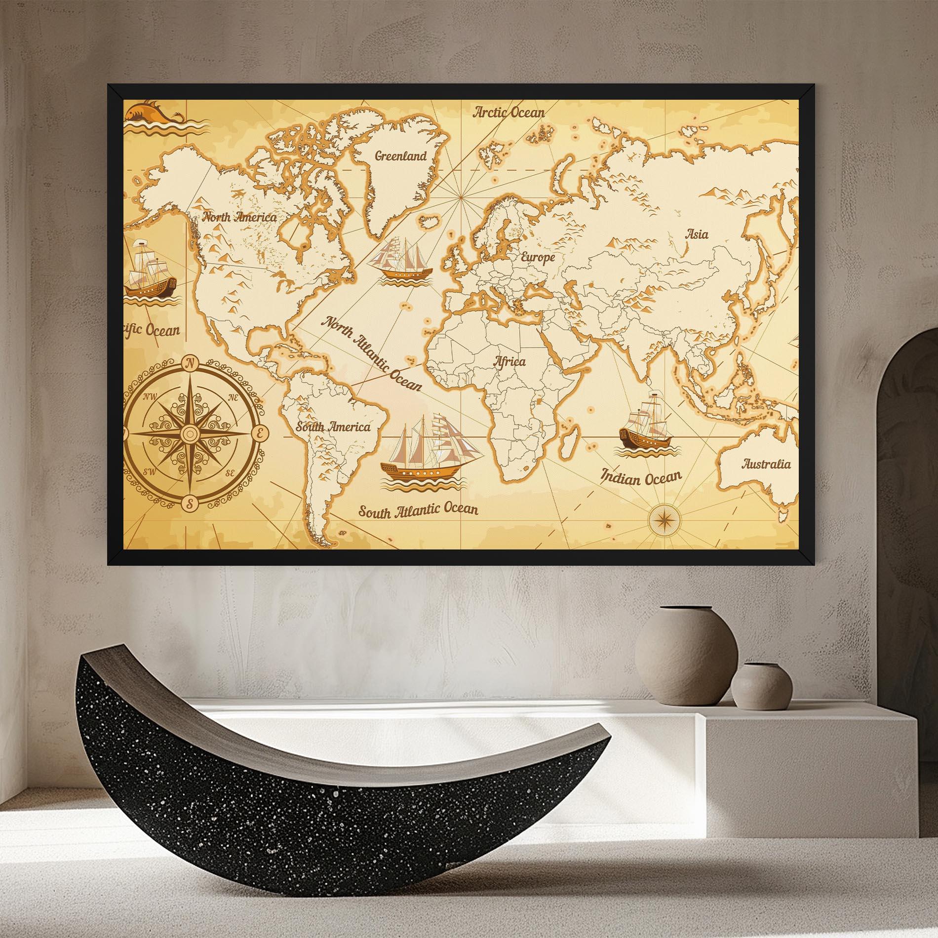 Leinwandbild Gold Old Map mockup 8