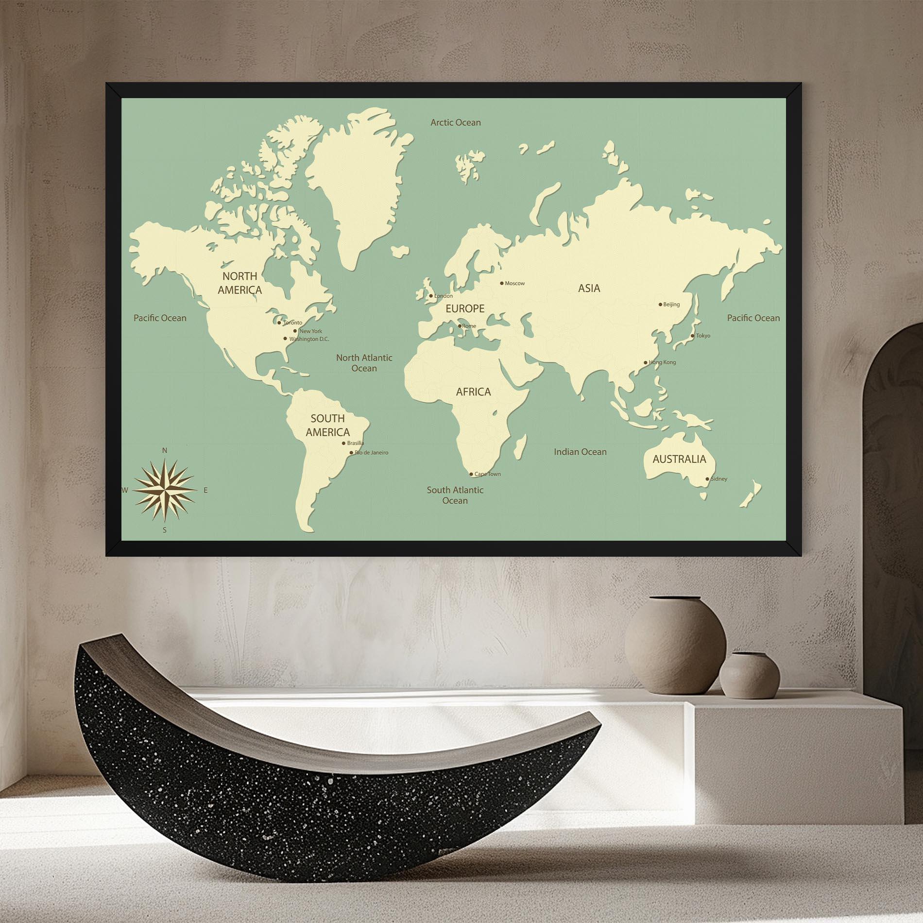 Leinwandbild Green Cream Map mockup 8