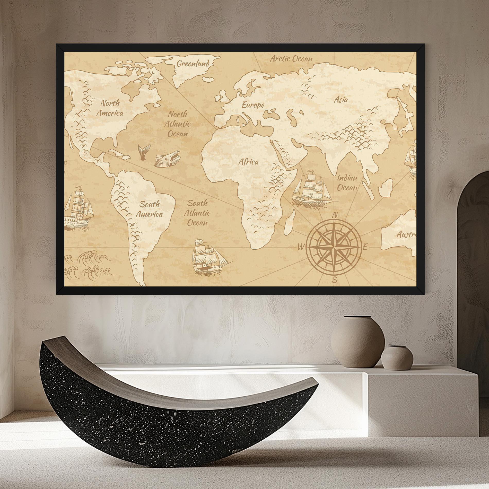 Leinwandbild Old Continents Map mockup 8