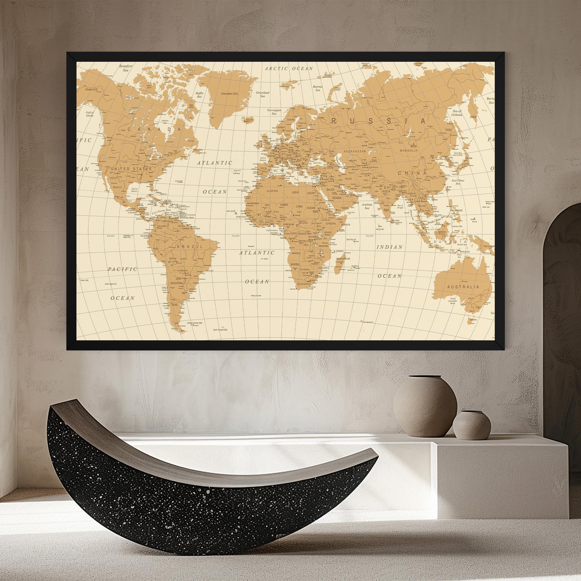 Leinwandbild Old Map Cream mockup 8