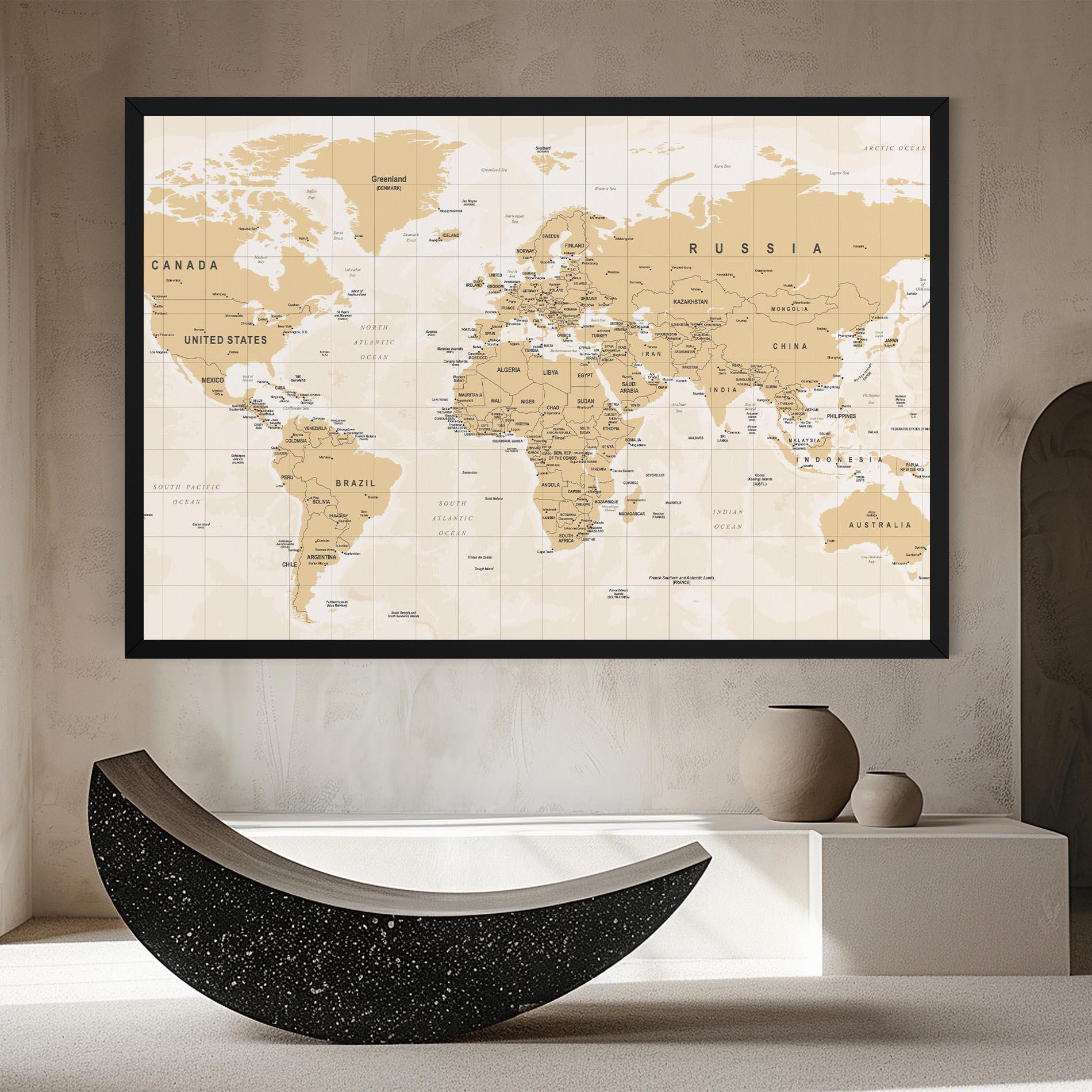 Leinwandbild World Old Map mockup 8