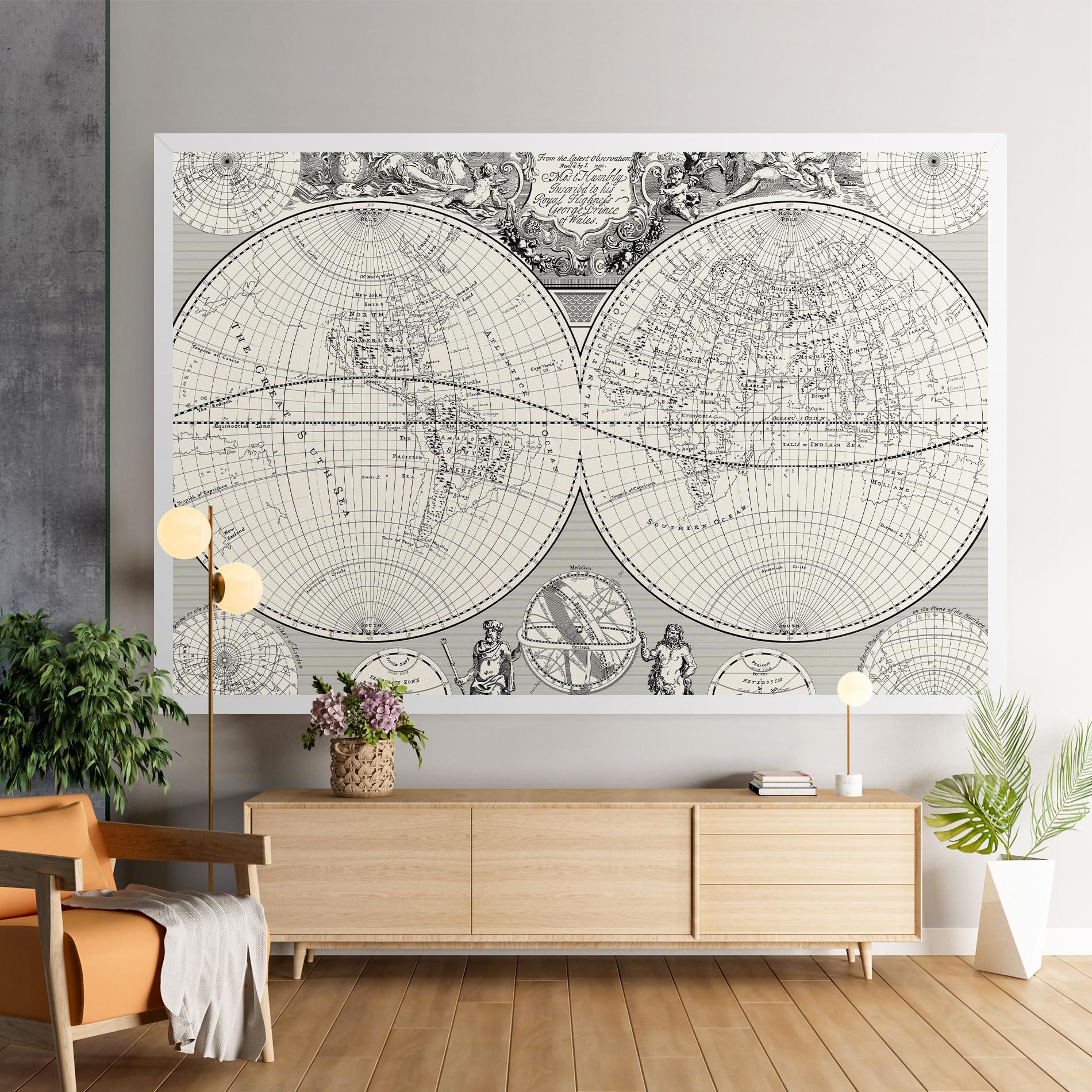 Leinwandbild Black White Map mockup 9