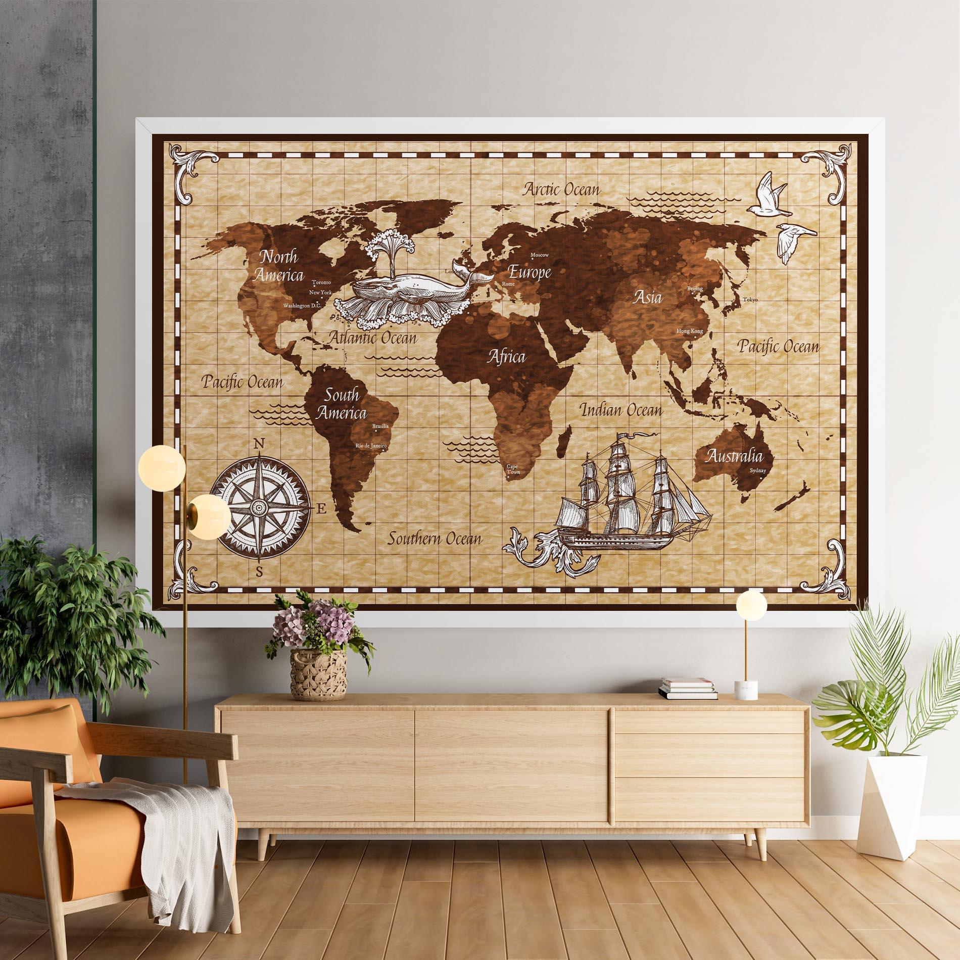 Leinwandbild Brown Old Map mockup 9