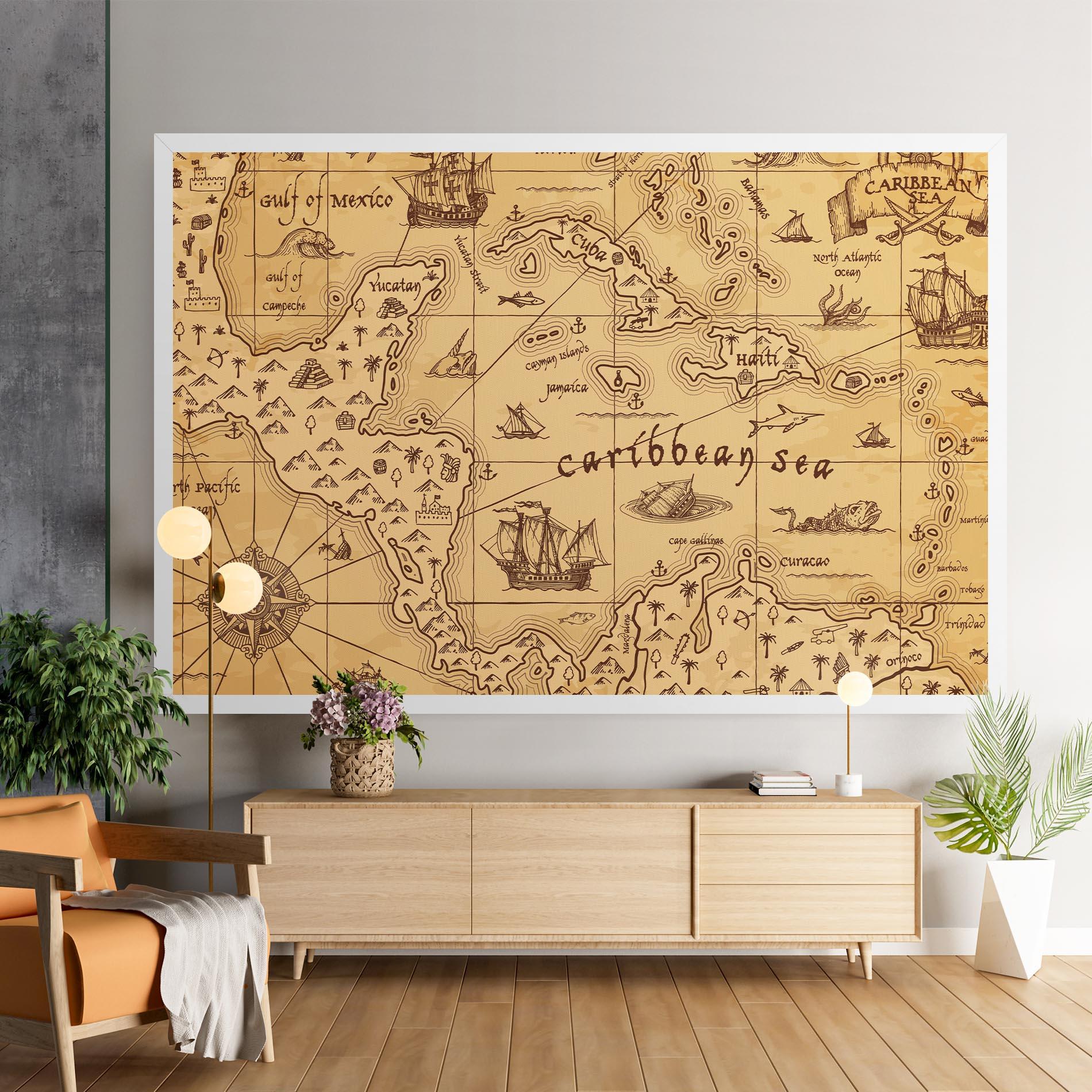 Leinwandbild Caribbean Sea Map mockup 9