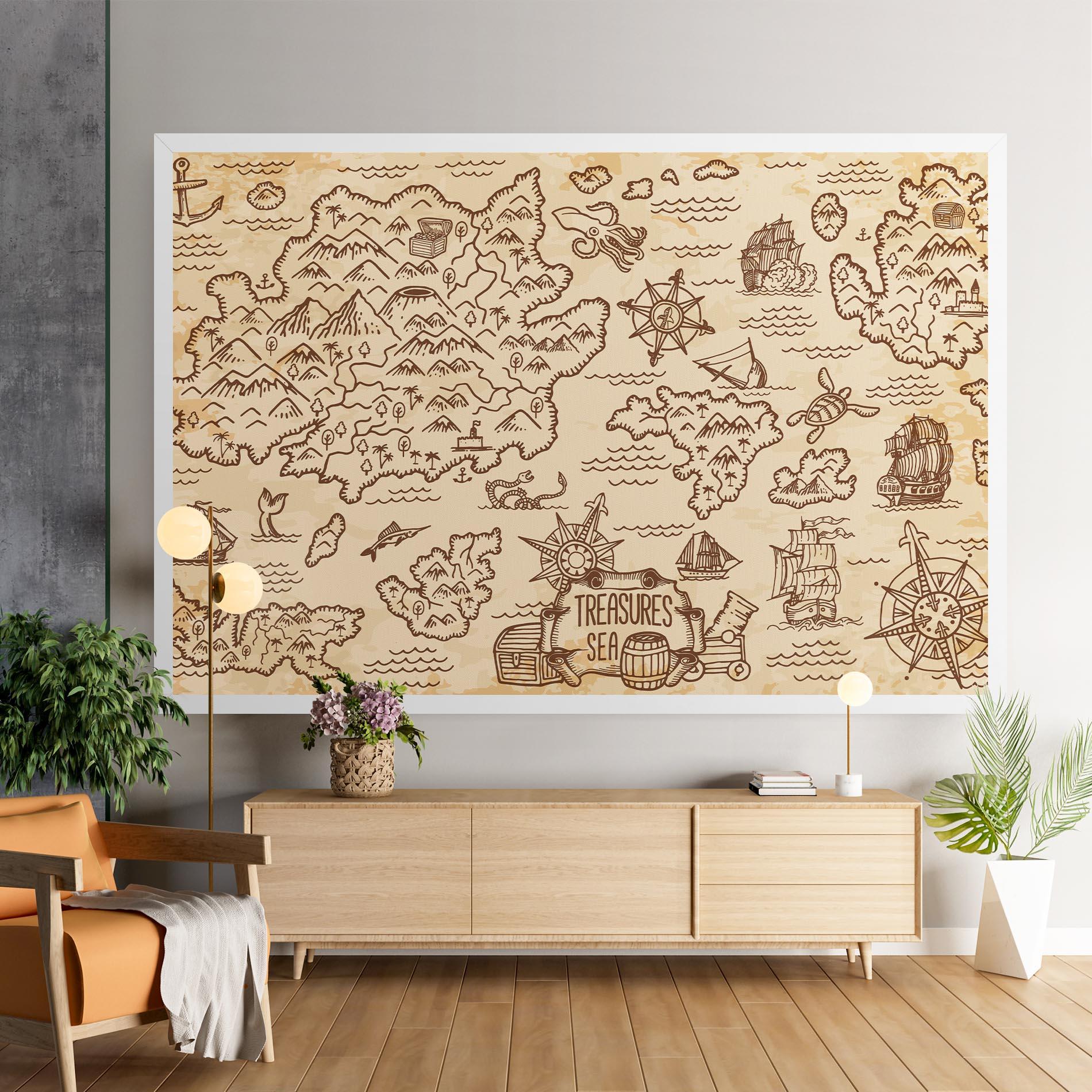 Leinwandbild Cream Coffee Map mockup 9