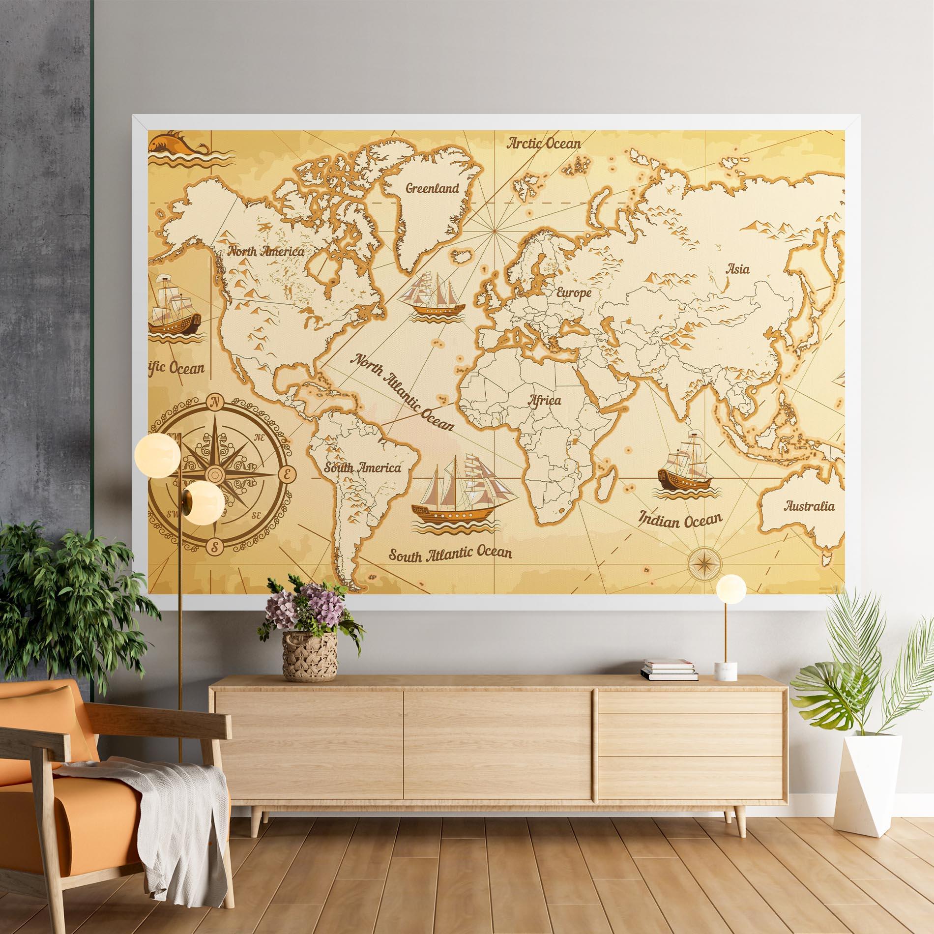 Leinwandbild Gold Old Map mockup 9