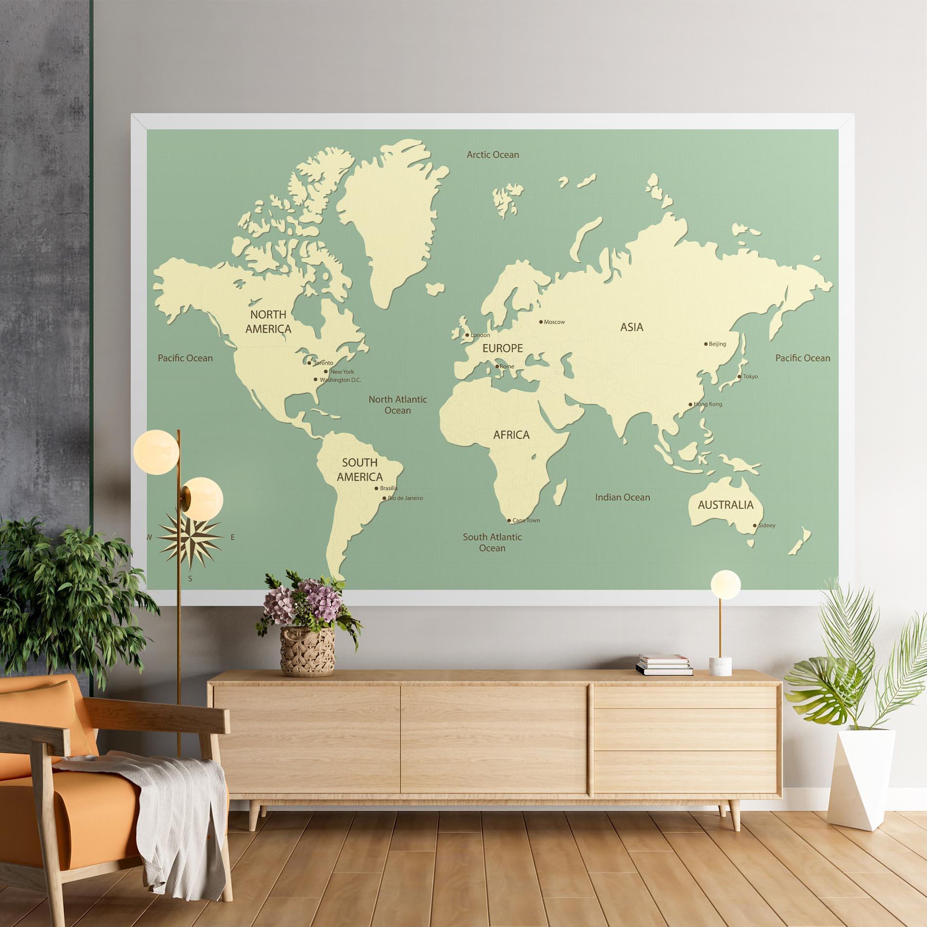 Leinwandbild Green Cream Map mockup 9