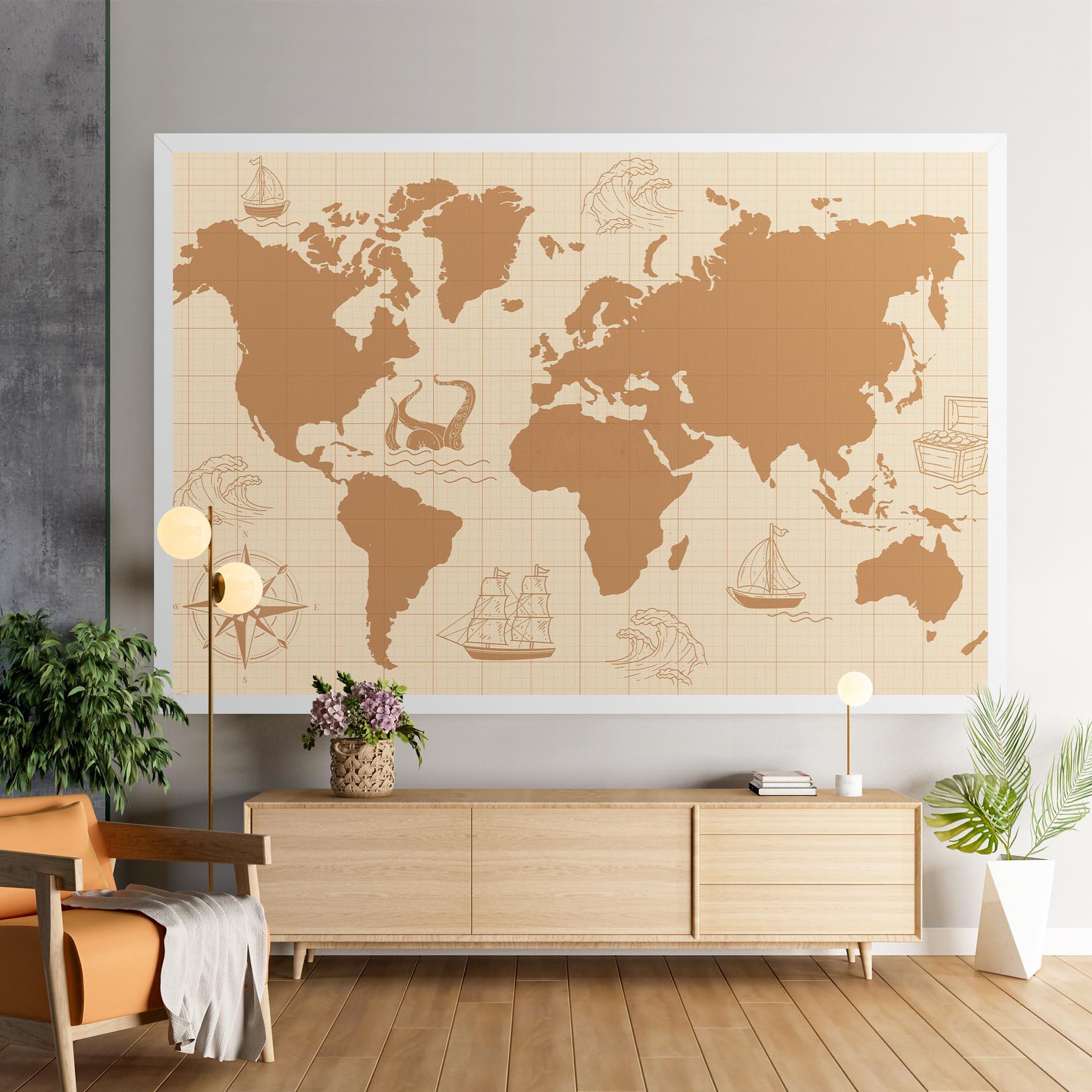 Leinwandbild Light Cream Map mockup 9