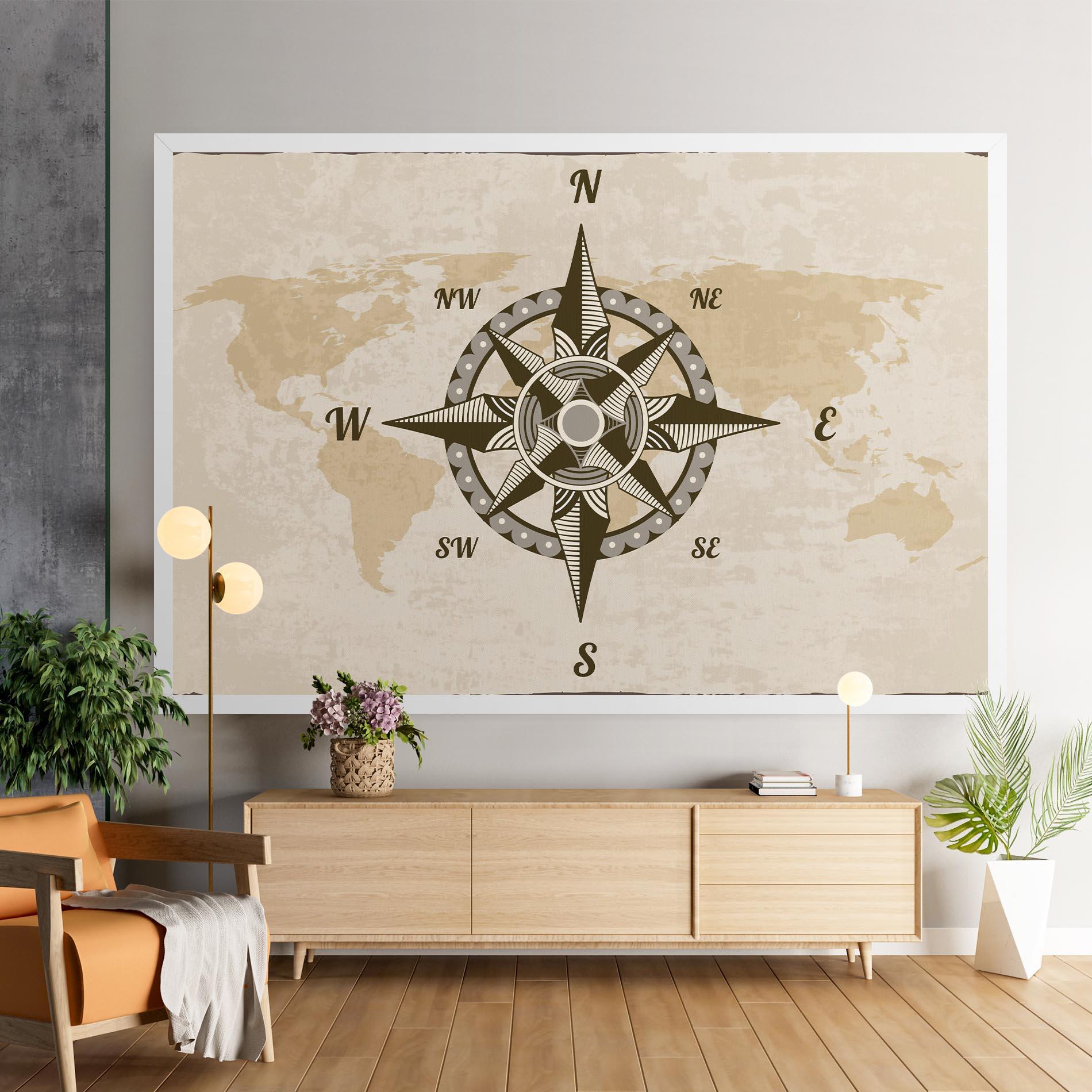 Leinwandbild Nautical Compass mockup 9