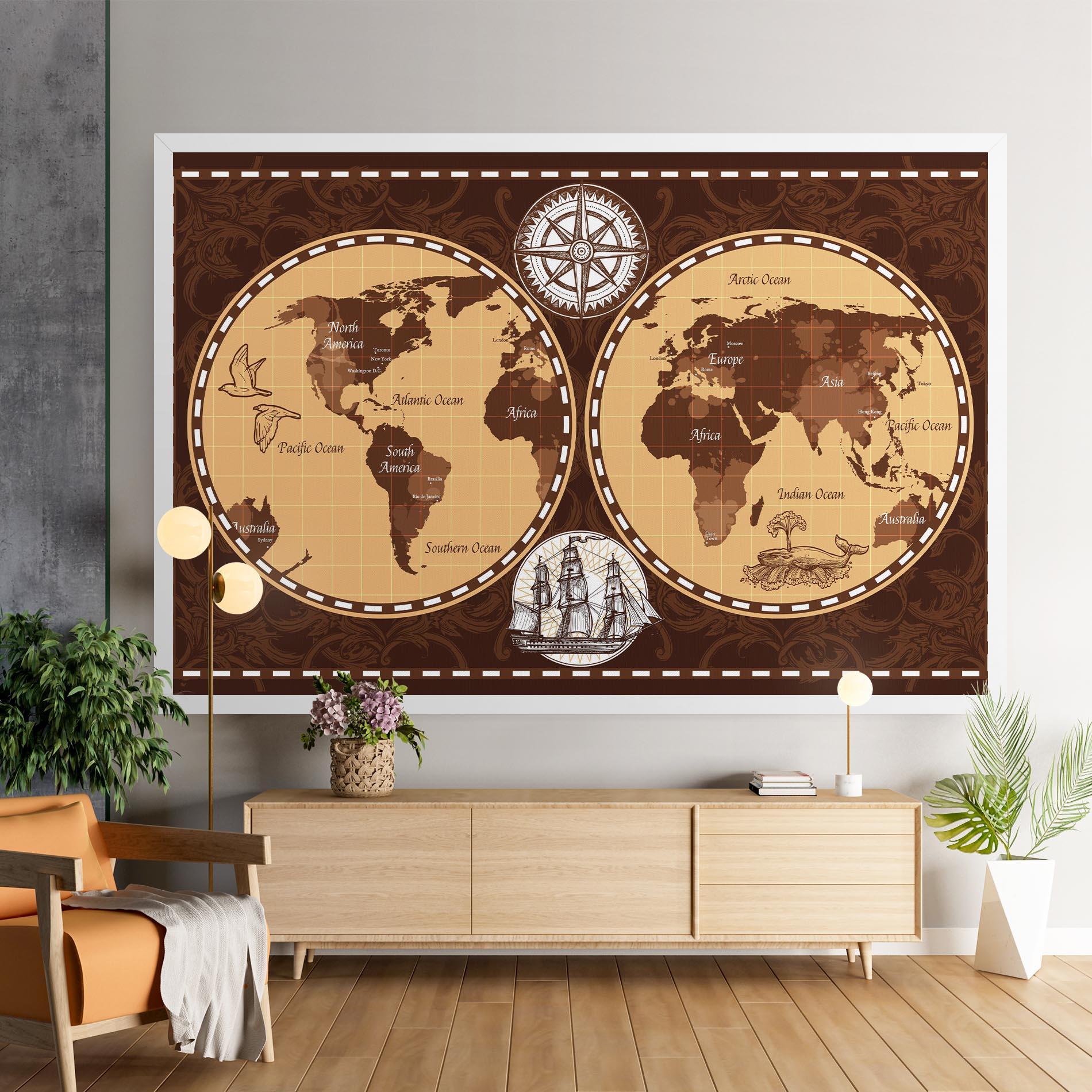 Leinwandbild Old Brown Map mockup 9