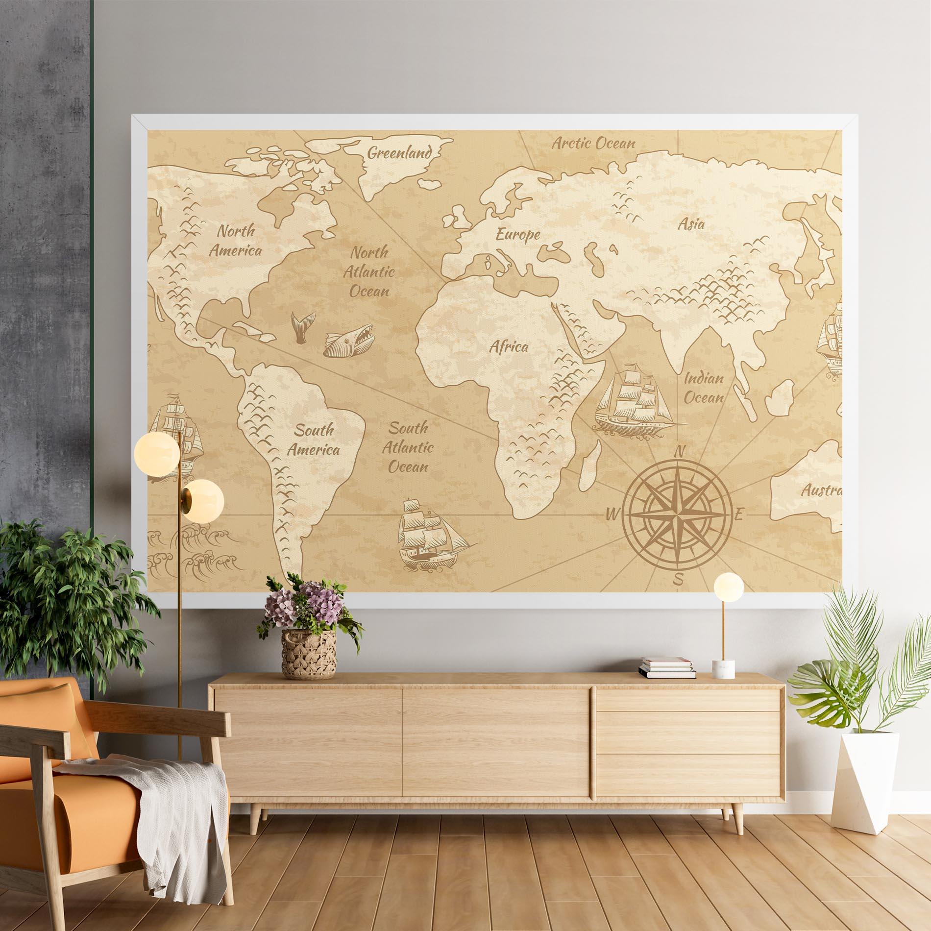 Leinwandbild Old Continents Map mockup 9