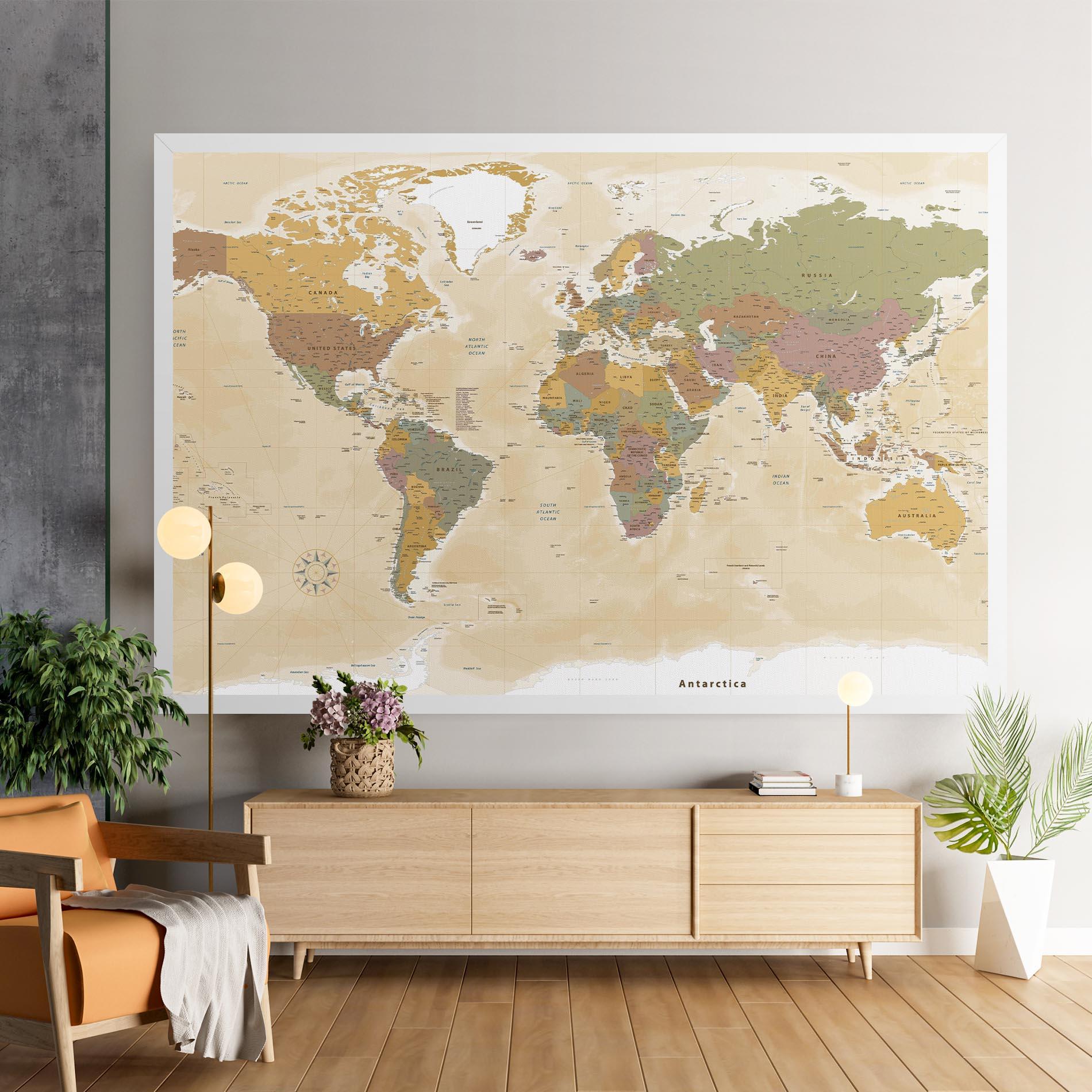 Leinwandbild World Map Vintage mockup 9