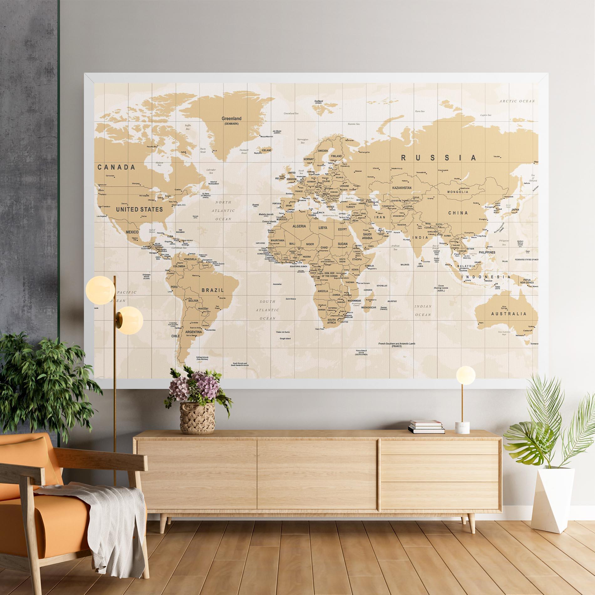 Leinwandbild World Old Map mockup 9