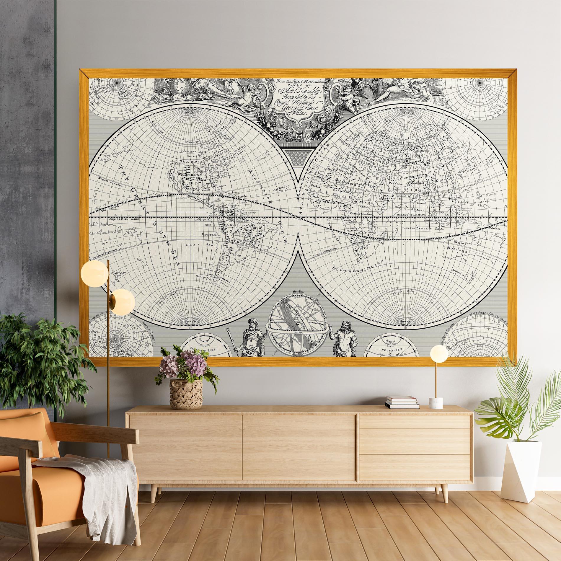 Leinwandbild Black White Map mockup 9