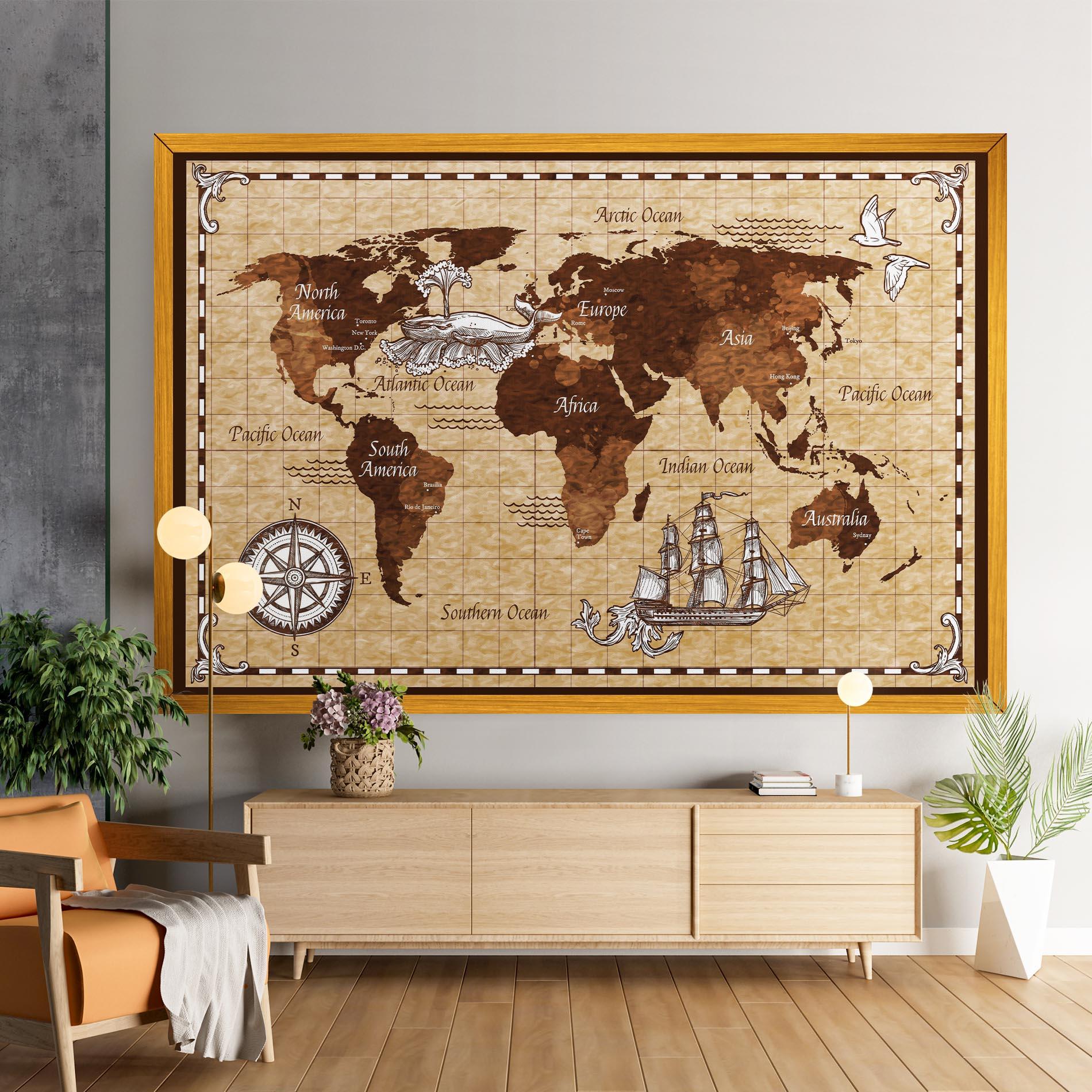 Leinwandbild Brown Old Map mockup 9