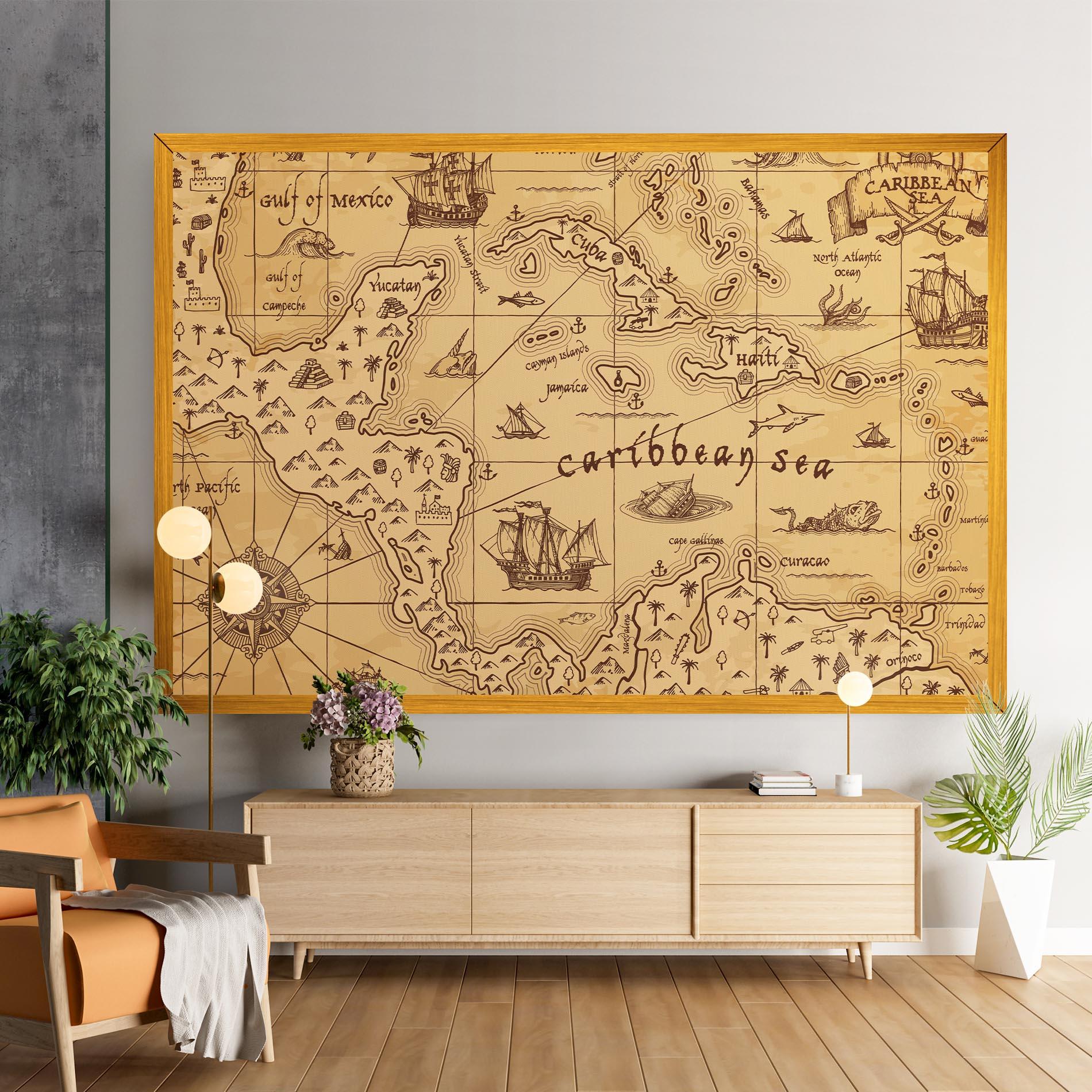 Leinwandbild Caribbean Sea Map mockup 9