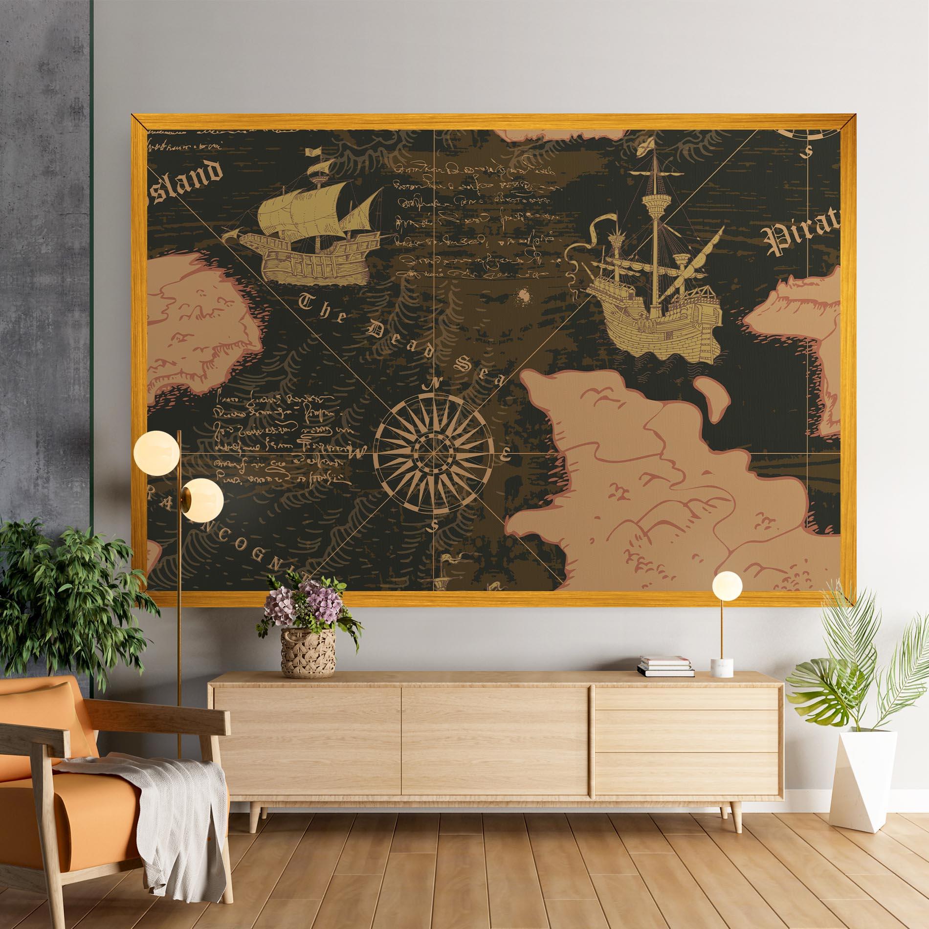 Leinwandbild Cool Old Map mockup 9