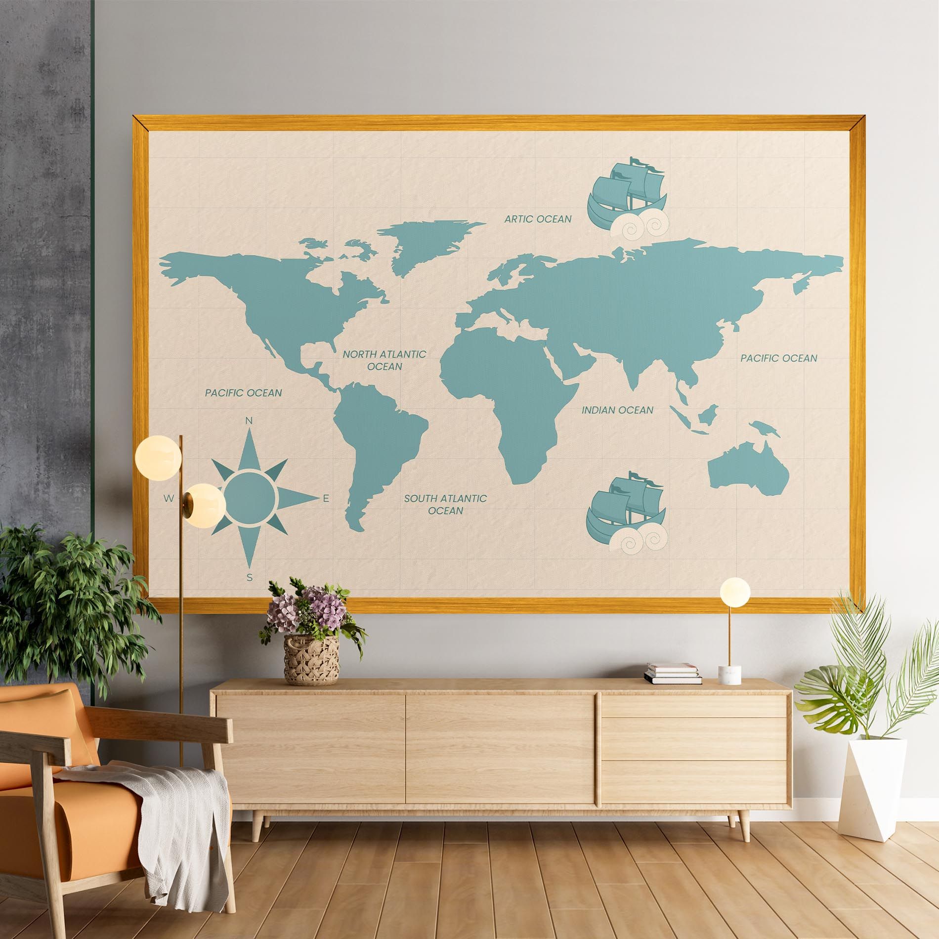 Cream Blue Map mockup 9