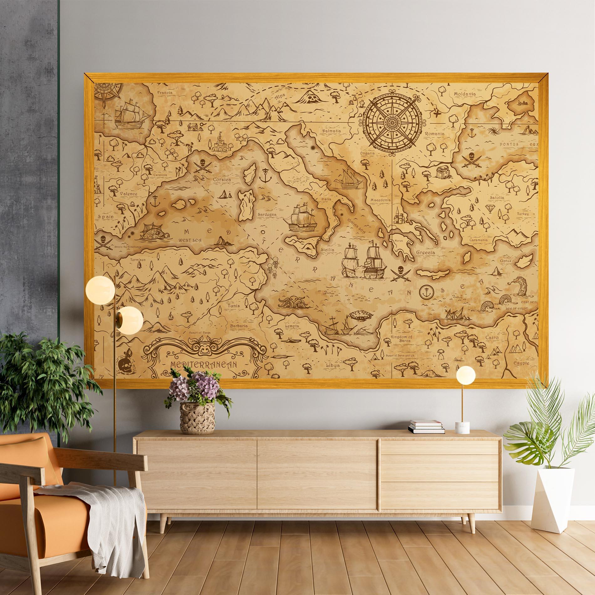 Leinwandbild Cream Brown Map mockup 9