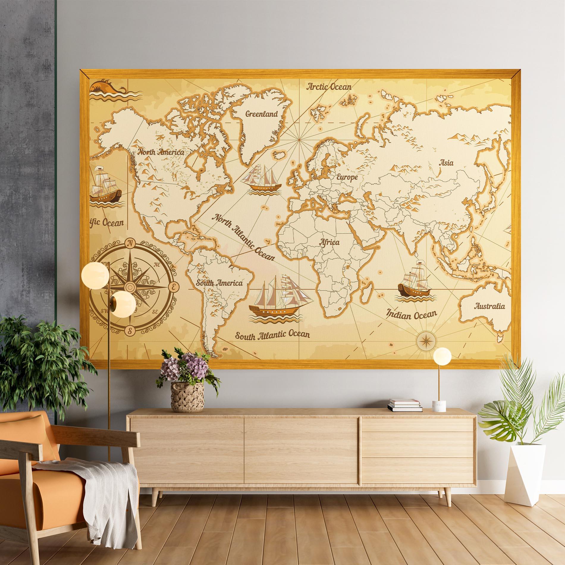 Leinwandbild Gold Old Map mockup 9