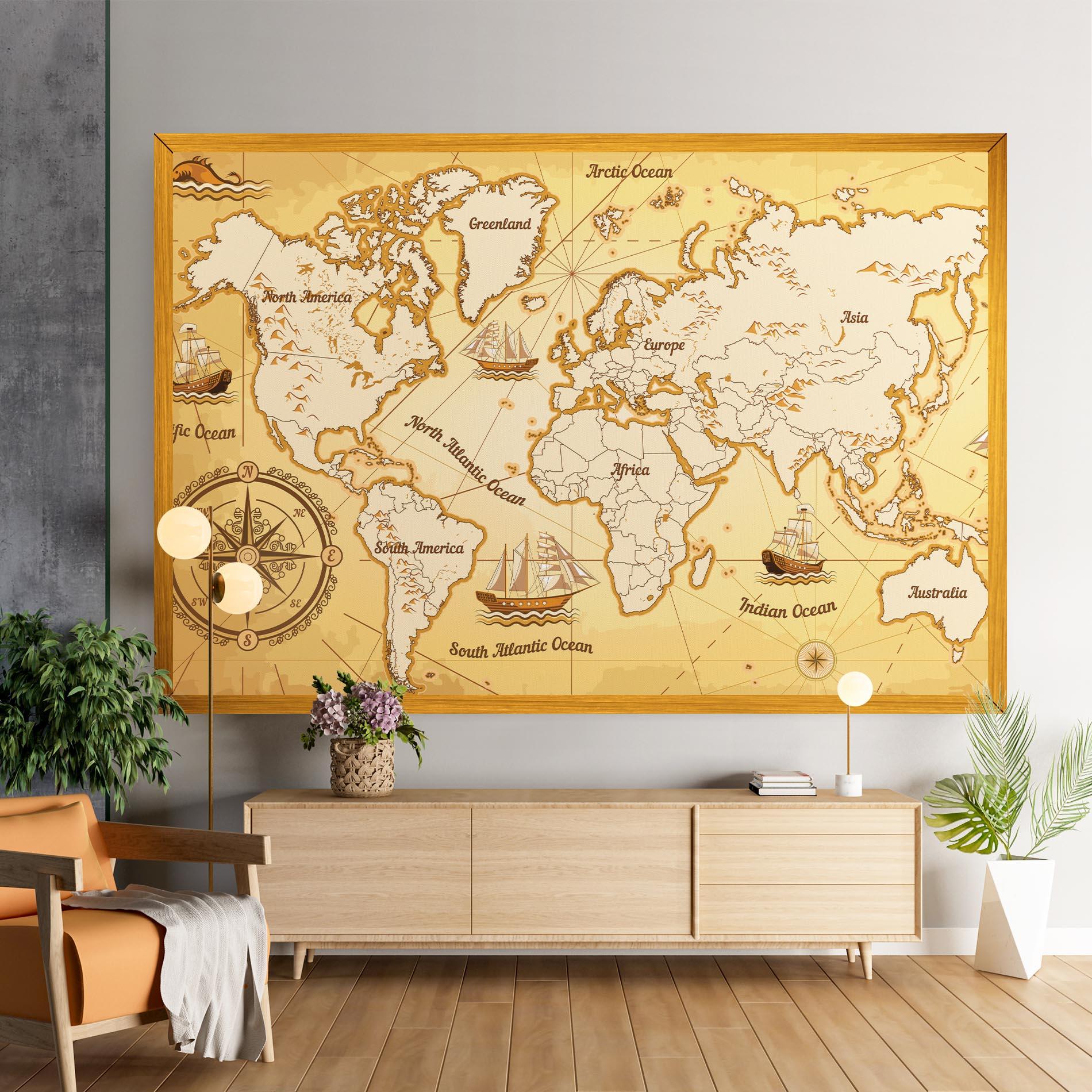 Leinwandbild Gold Vintage Map mockup 9