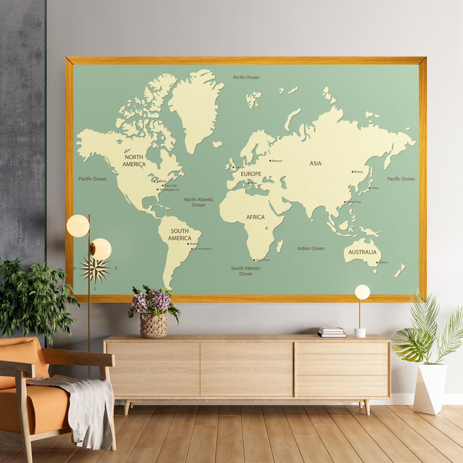 Leinwandbild Green Cream Map mockup 9