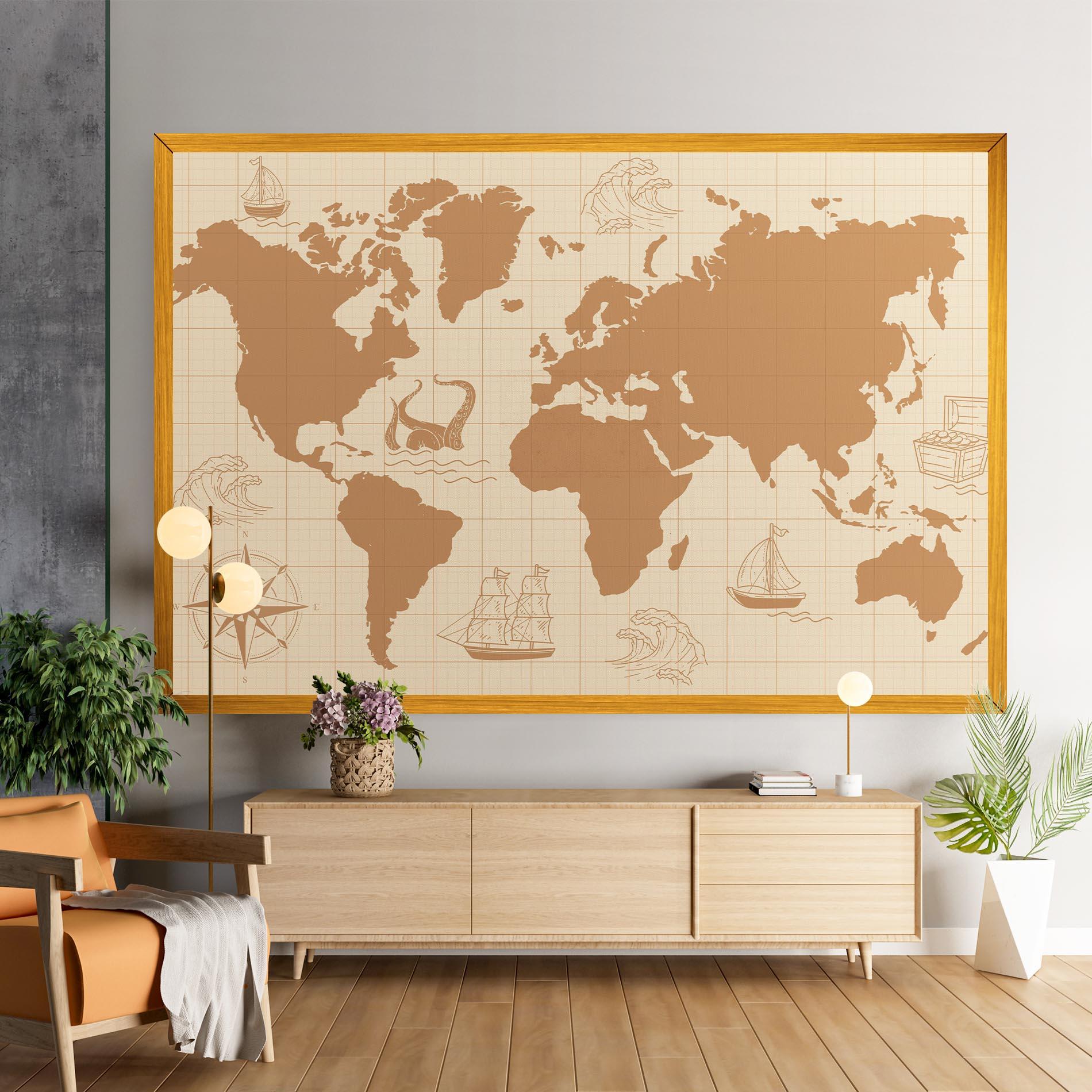 Leinwandbild Light Cream Map mockup 9