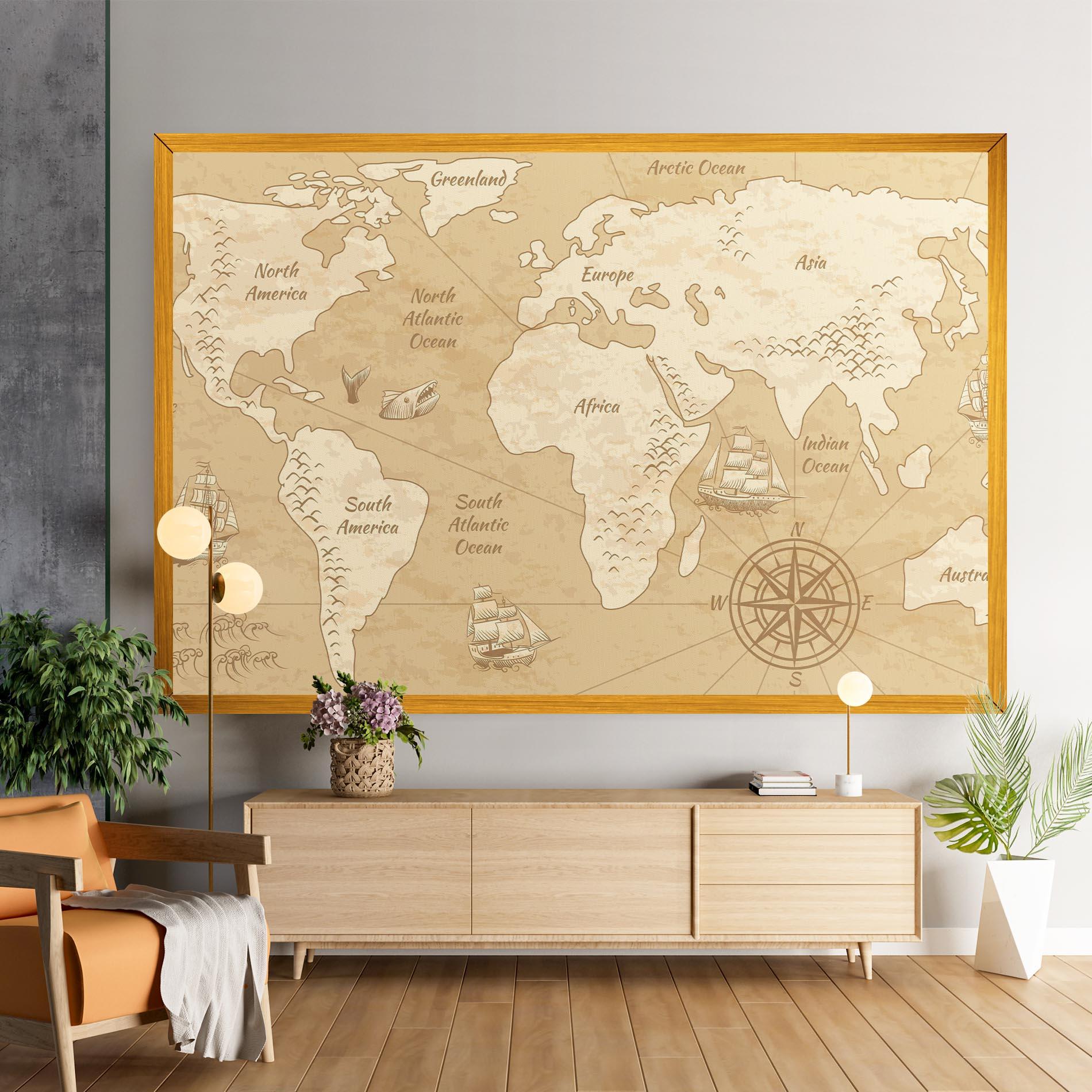 Leinwandbild Old Continents Map mockup 9