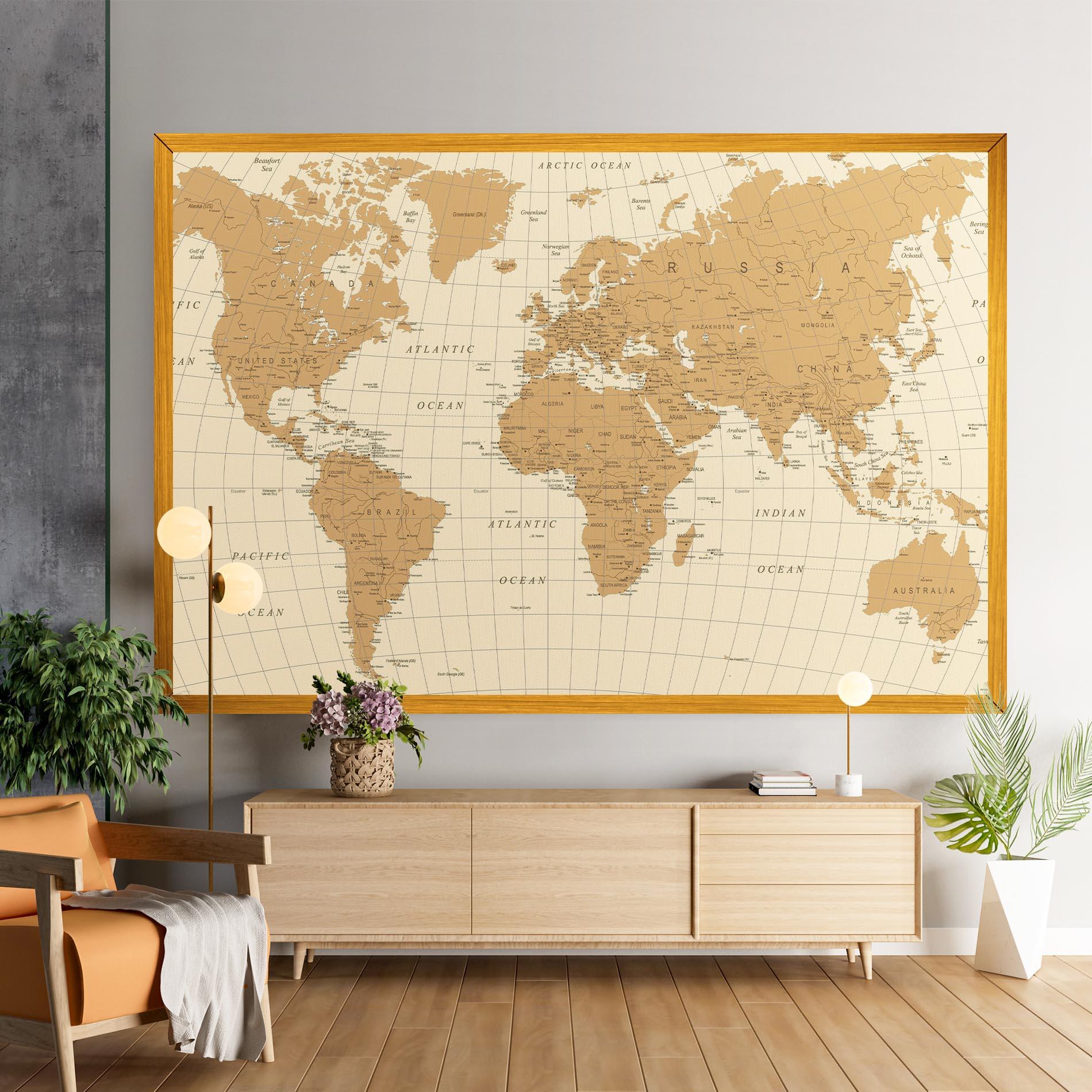 Leinwandbild Old Map Cream mockup 9