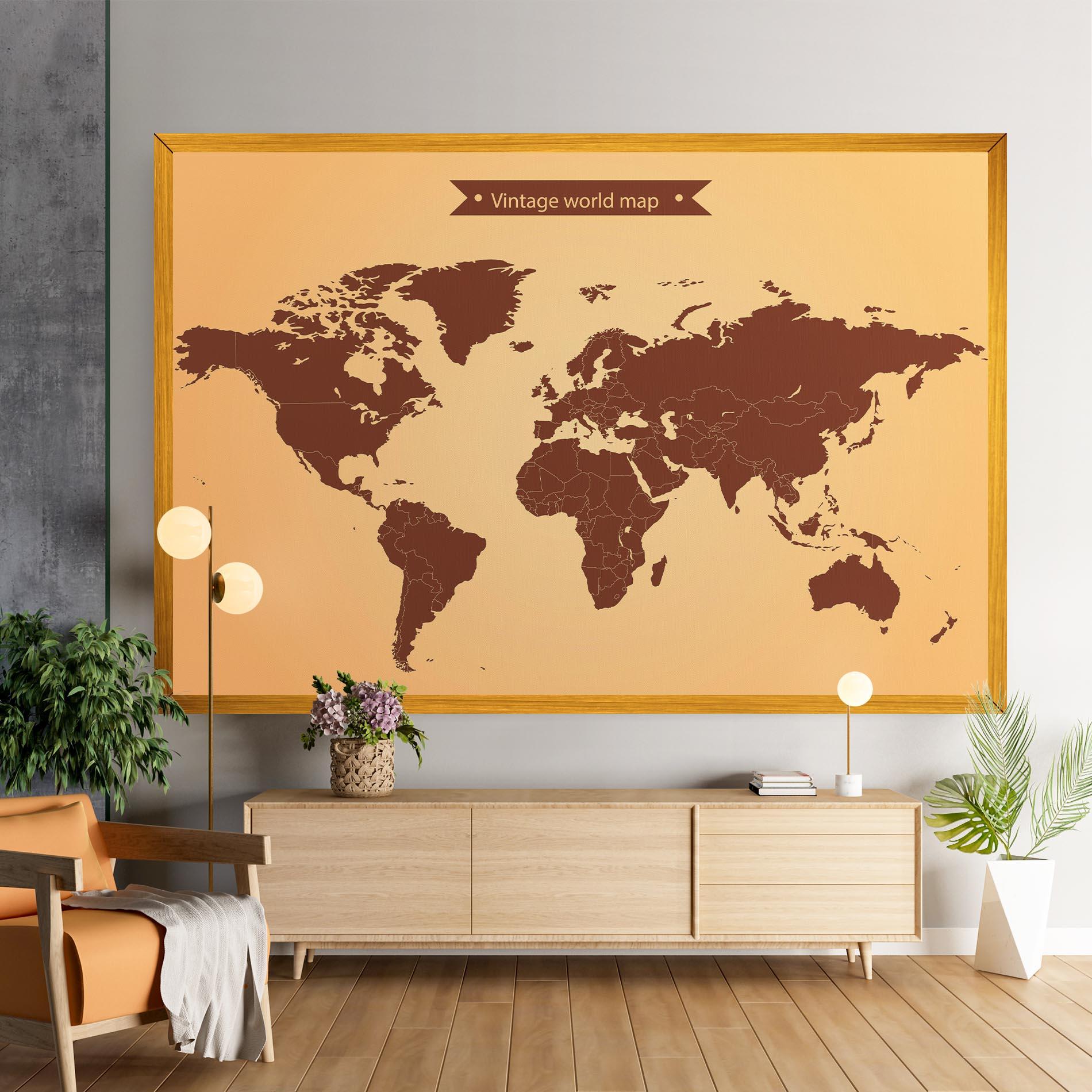 Leinwandbild Vintage World Map mockup 9