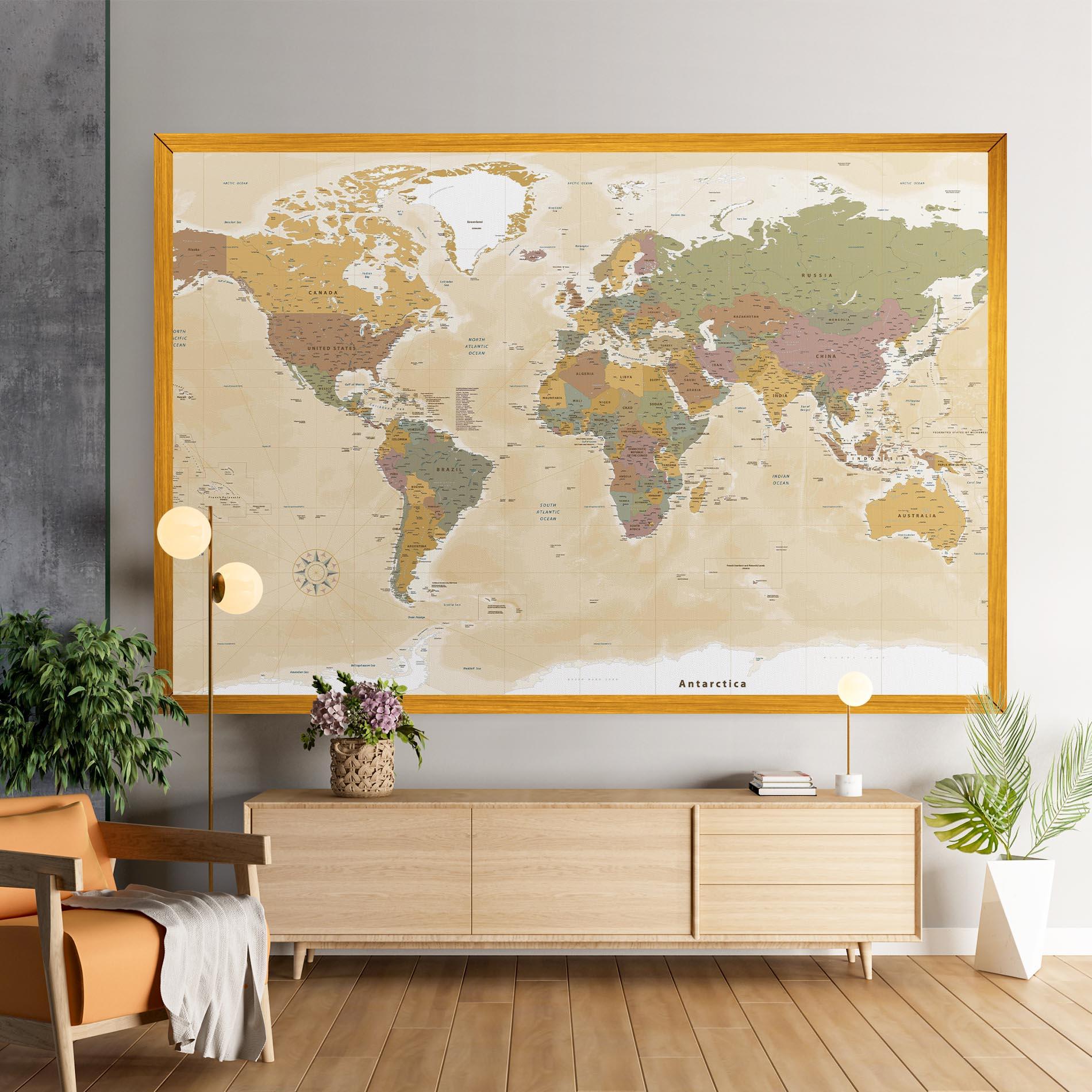 Leinwandbild World Map Vintage mockup 9