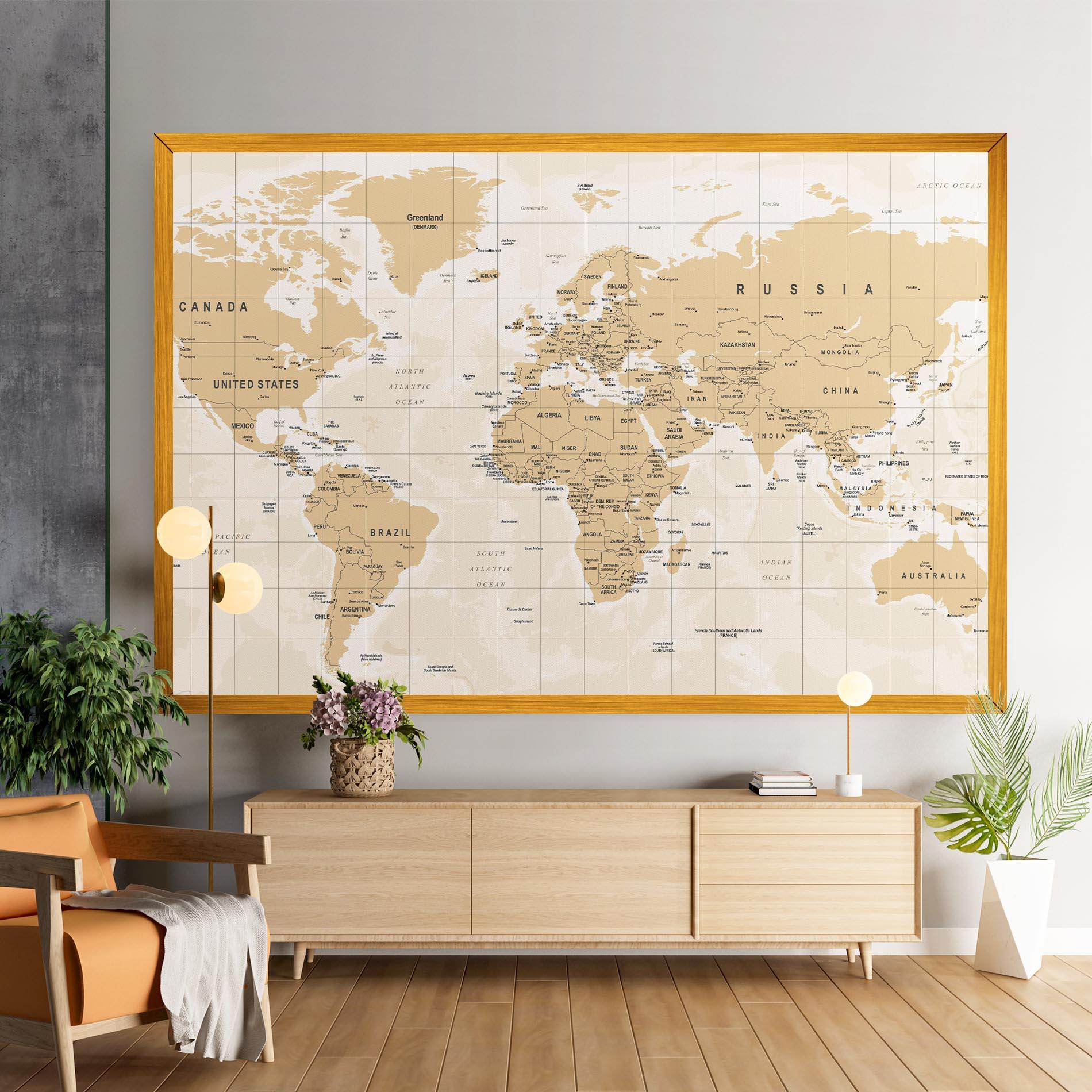 Leinwandbild World Old Map mockup 9
