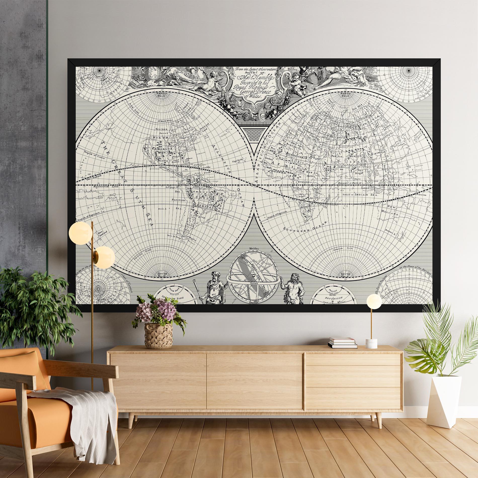 Leinwandbild Black White Map mockup 9