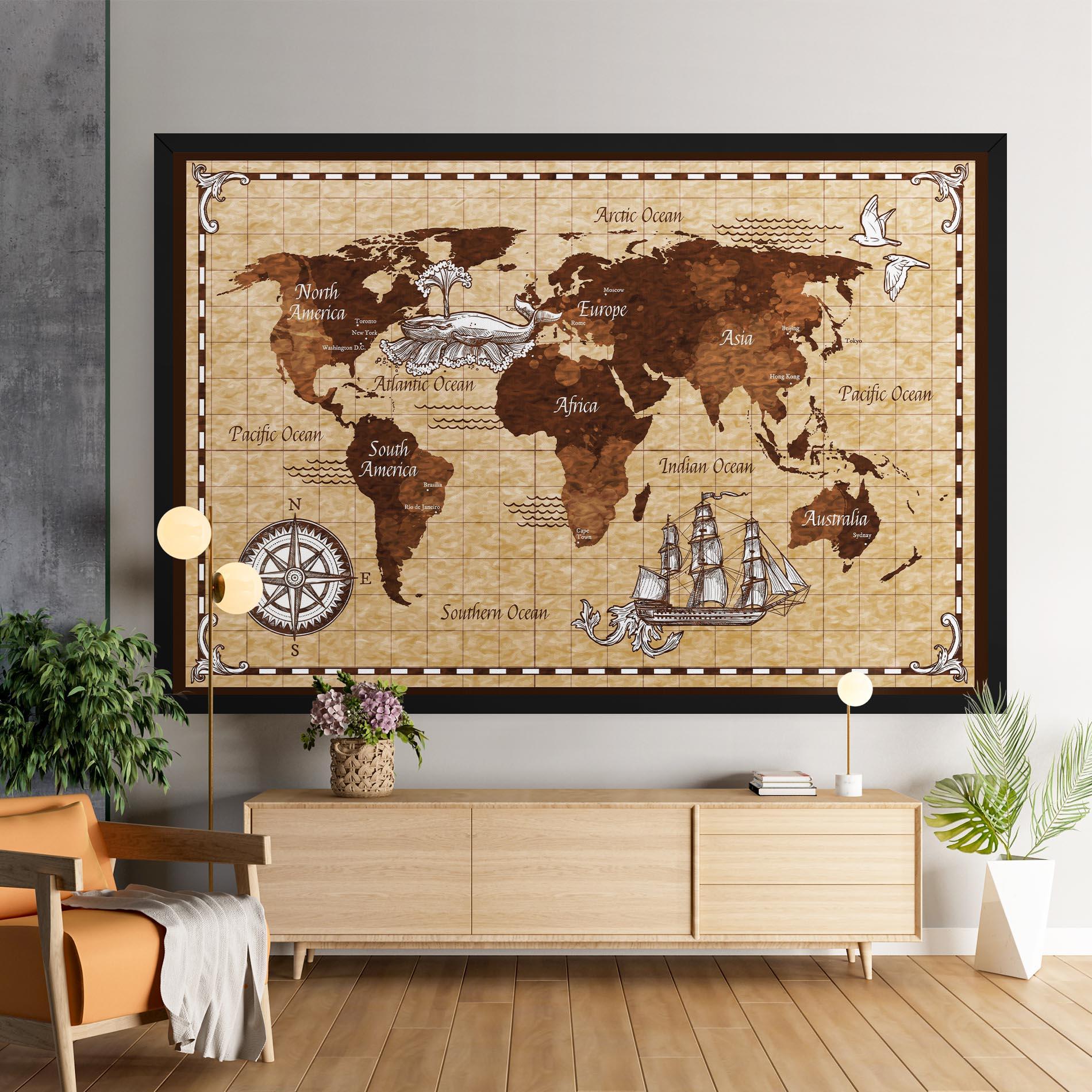 Leinwandbild Brown Old Map mockup 9