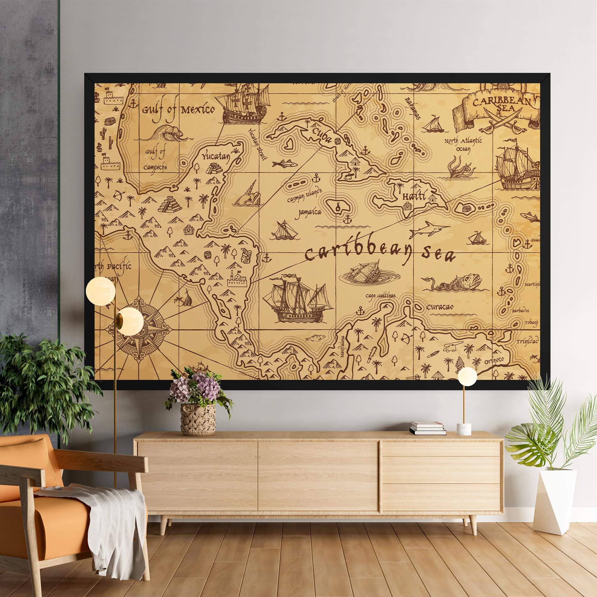 Leinwandbild Caribbean Sea Map mockup 9