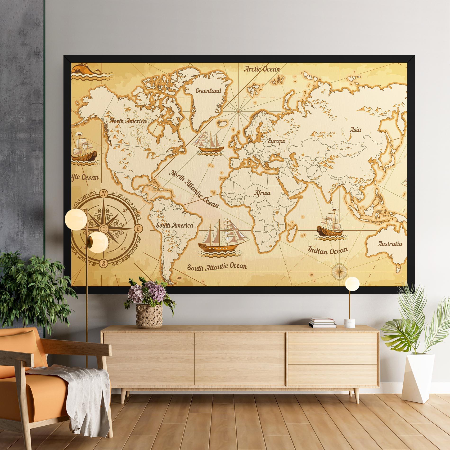 Leinwandbild Gold Old Map mockup 9