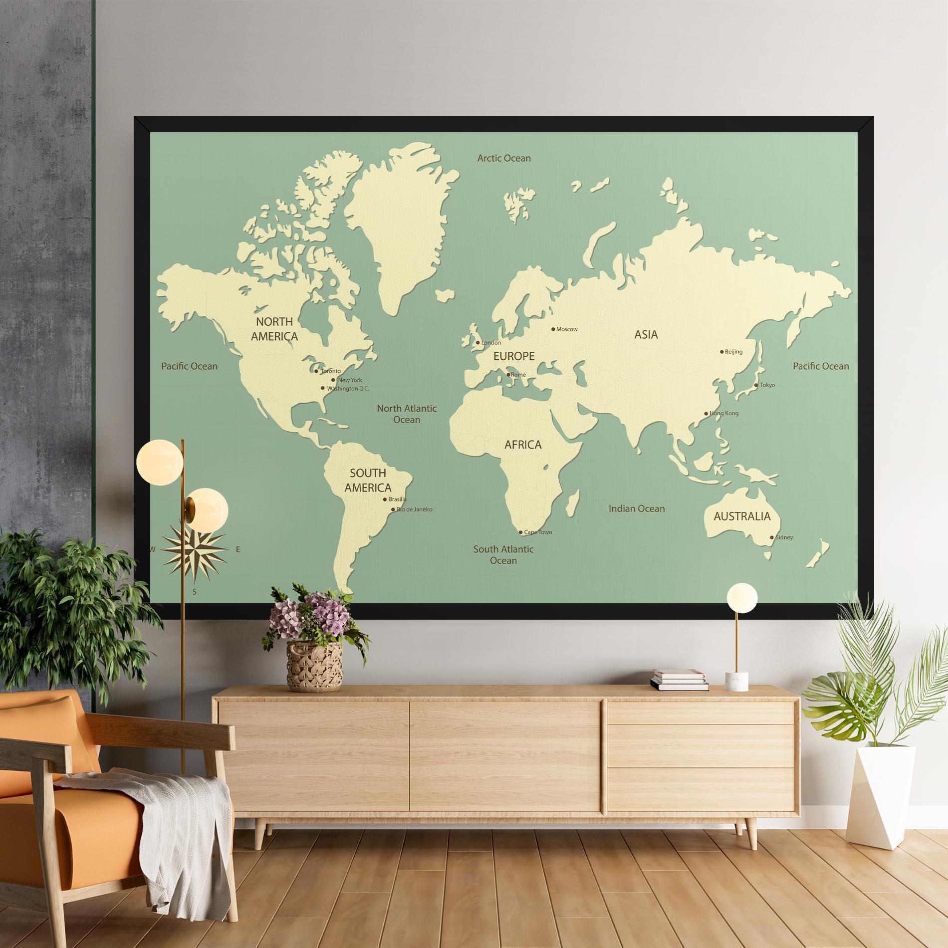 Leinwandbild Green Cream Map mockup 9