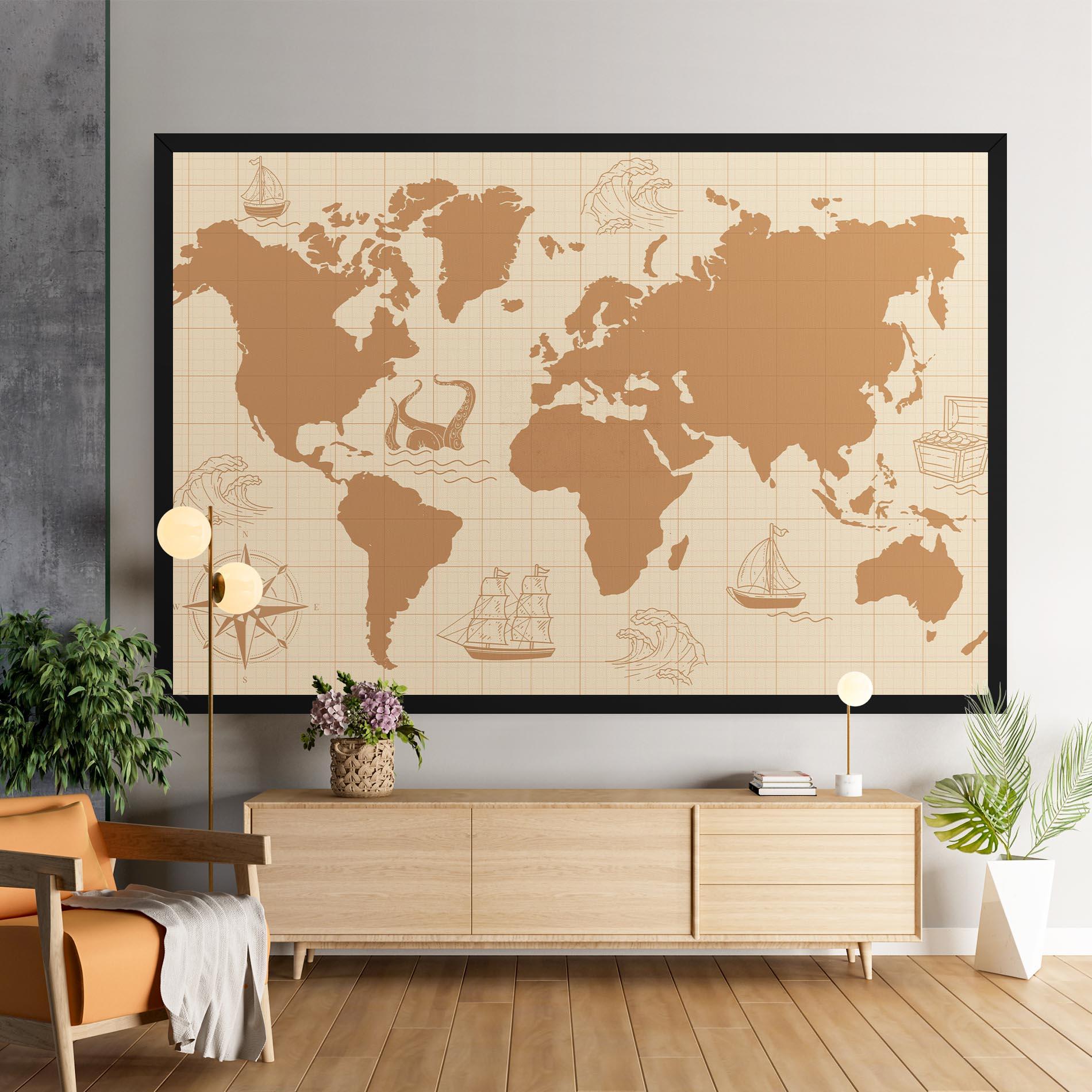 Leinwandbild Light Cream Map mockup 9