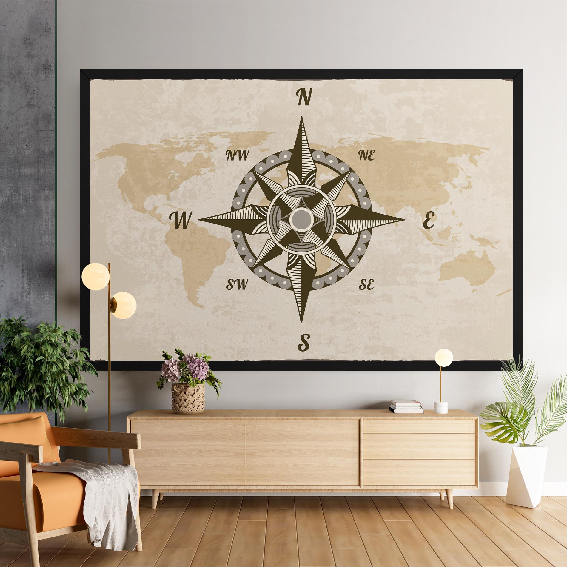 Leinwandbild Nautical Compass mockup 9