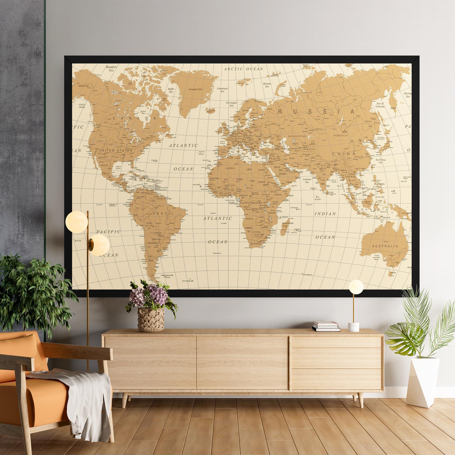 Leinwandbild Old Map Cream mockup 9